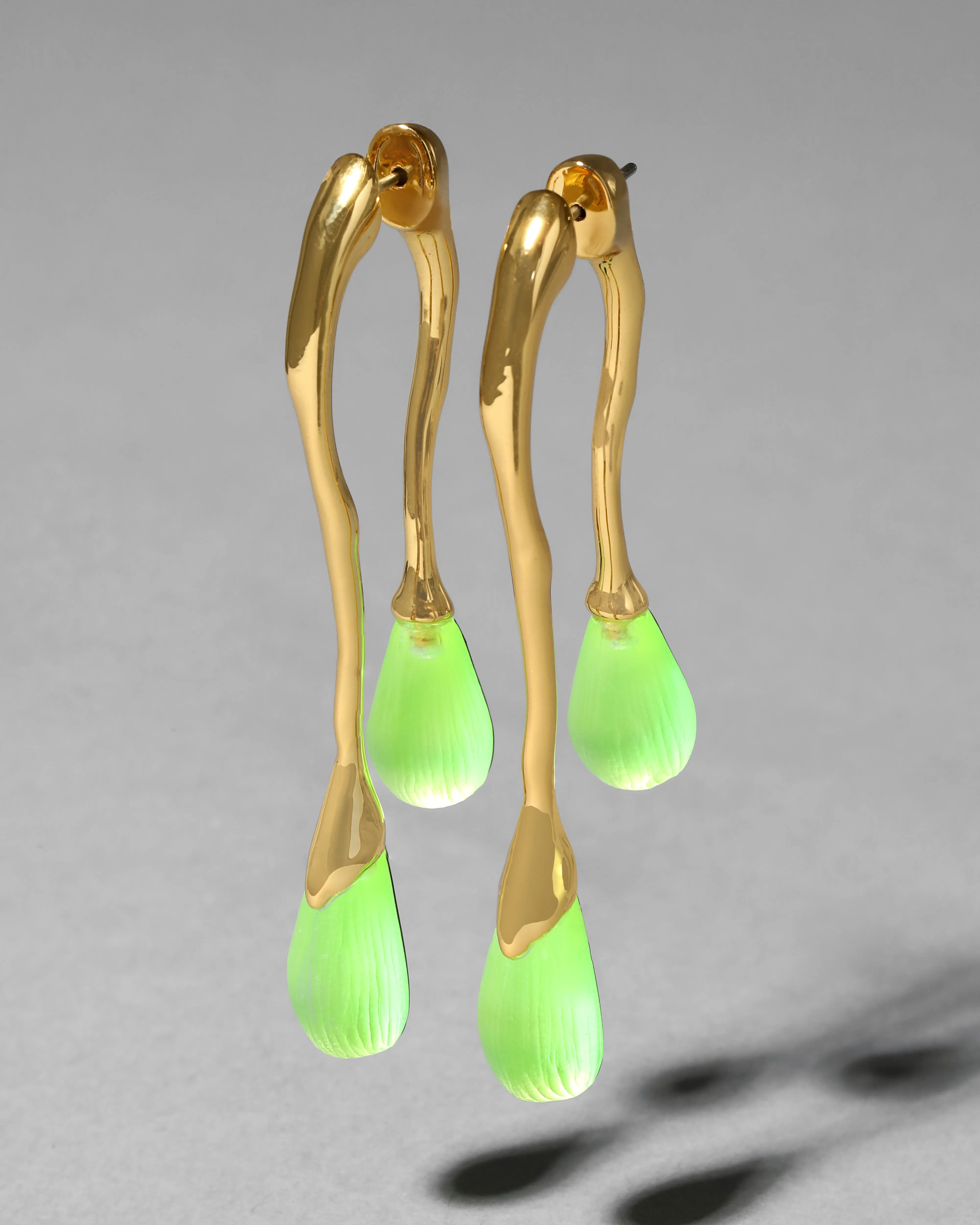 Lucite Gold Front Back Double Drop Earring- Neon Green sold by Alexis Bittar product image thumbnail 2