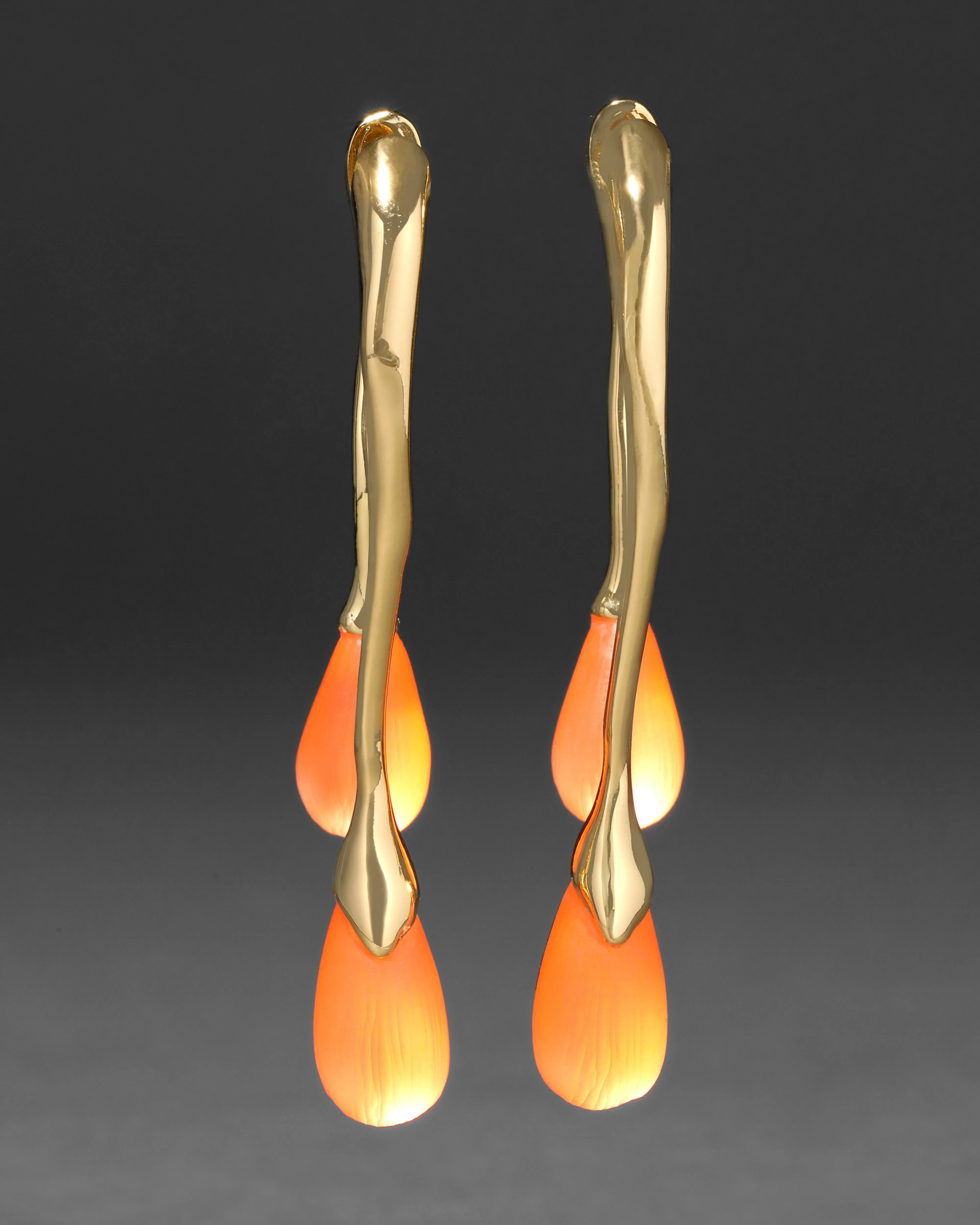 Lucite Gold Front Back Double Drop Earring- Neon Orange sold by Alexis Bittar product image thumbnail 3