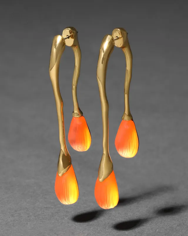 Lucite Gold Front Back Double Drop Earring- Neon Orange sold by Alexis Bittar