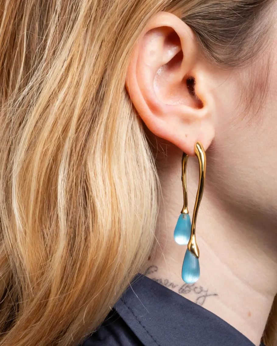 Lucite Gold Front Back Double Drop Earring- Icy Blue sold by Alexis Bittar product image thumbnail 2