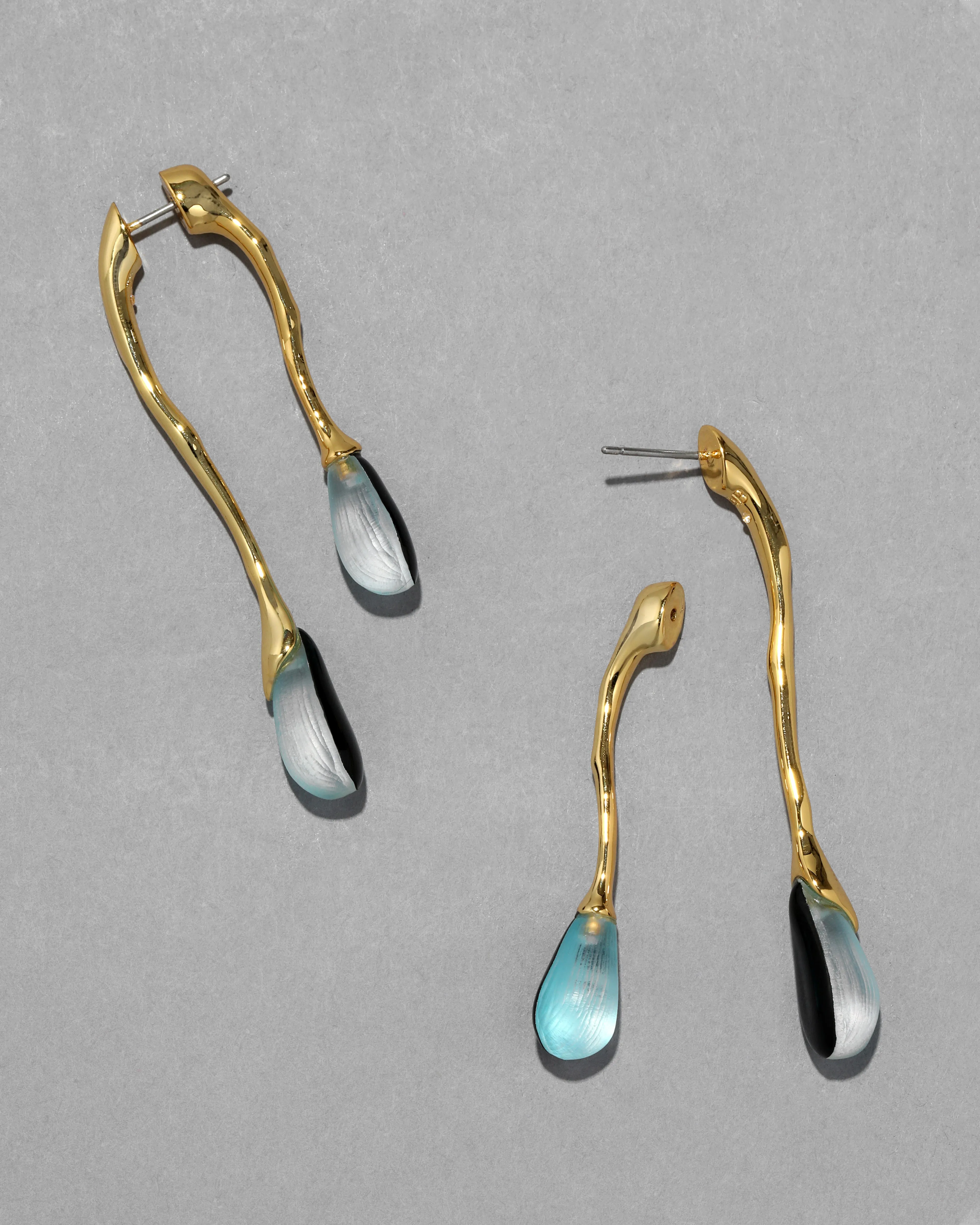Lucite Gold Front Back Double Drop Earring- Icy Blue sold by Alexis Bittar product image thumbnail 4