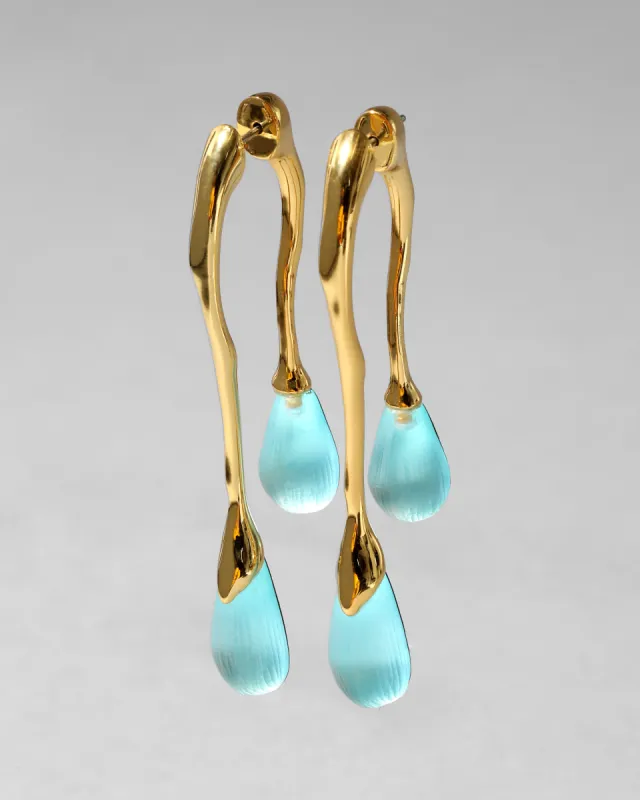 Lucite Gold Front Back Double Drop Earring- Icy Blue sold by Alexis Bittar