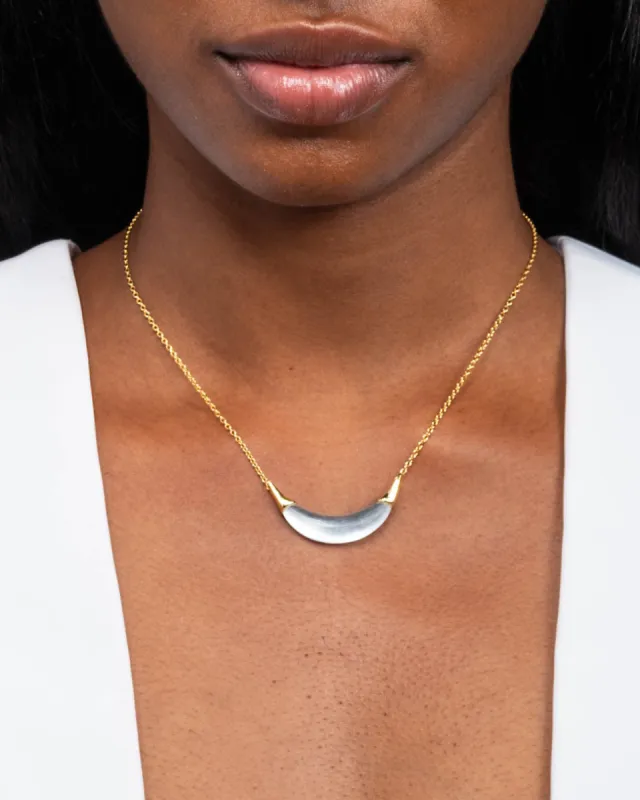 Gold Capped Crescent Lucite Necklace- Silver sold by Alexis Bittar