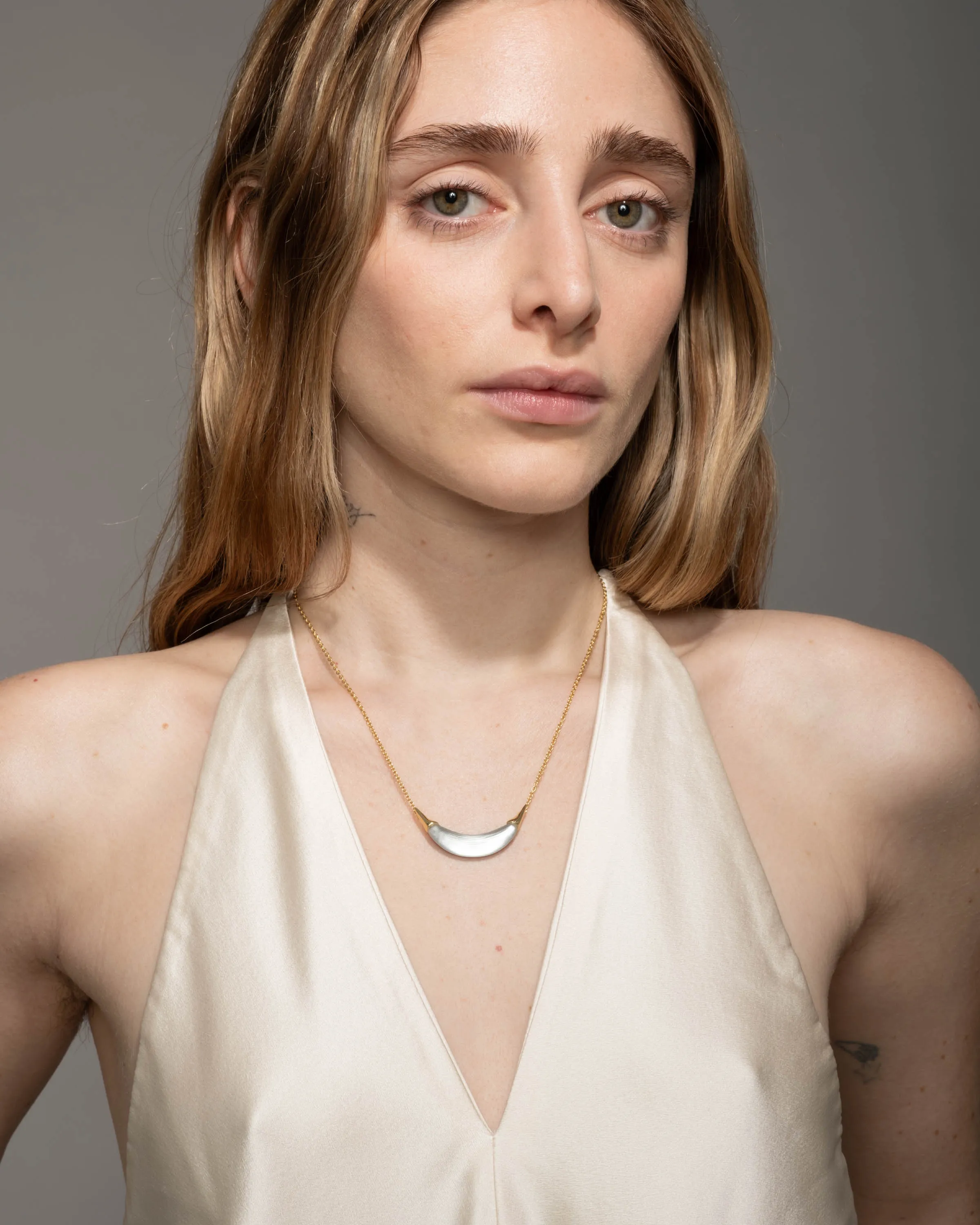 Gold Capped Crescent Lucite Necklace- Silver sold by Alexis Bittar product image thumbnail 3