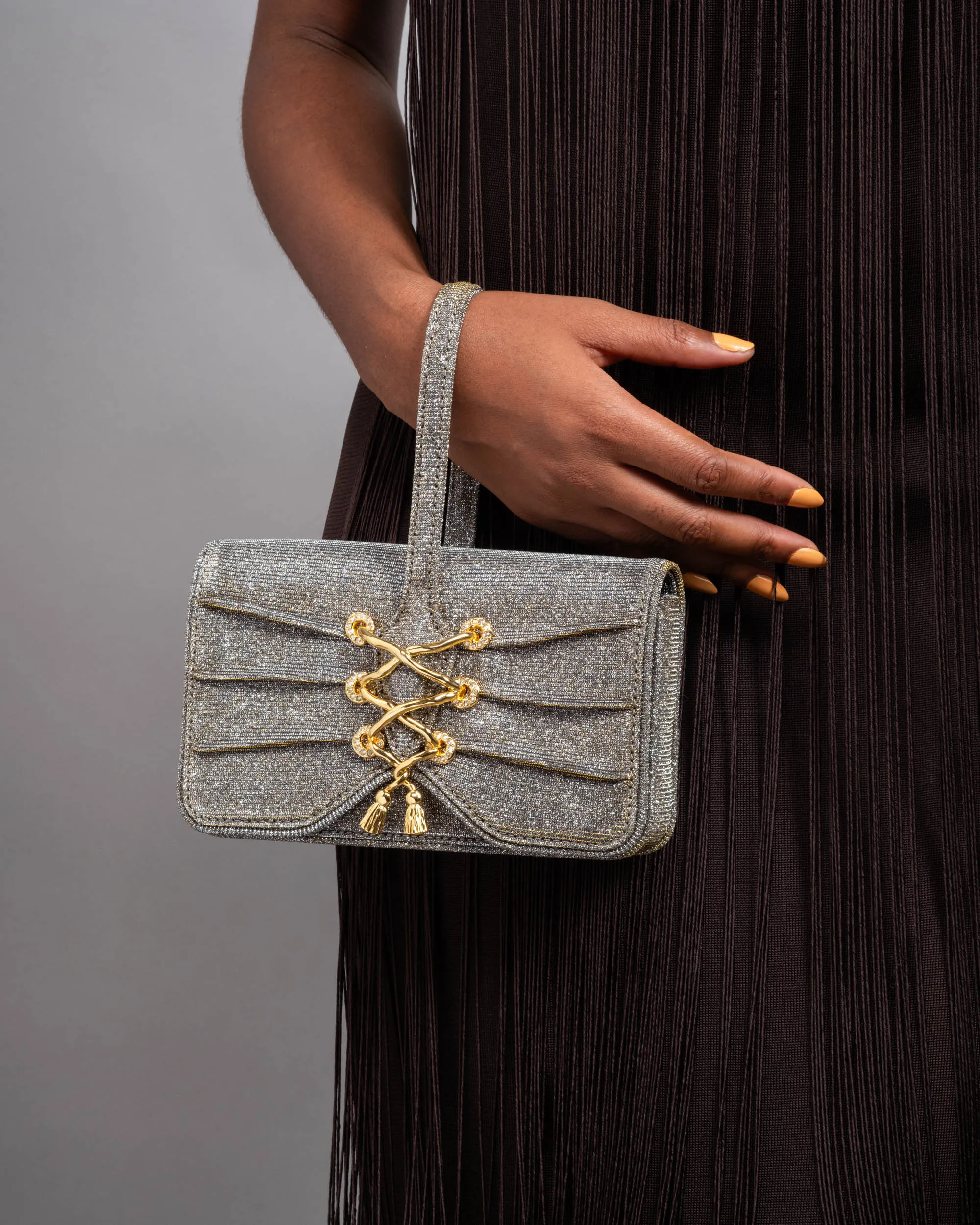 Lace-Up Wristlet- Disco Gold sold by Alexis Bittar product image thumbnail 5