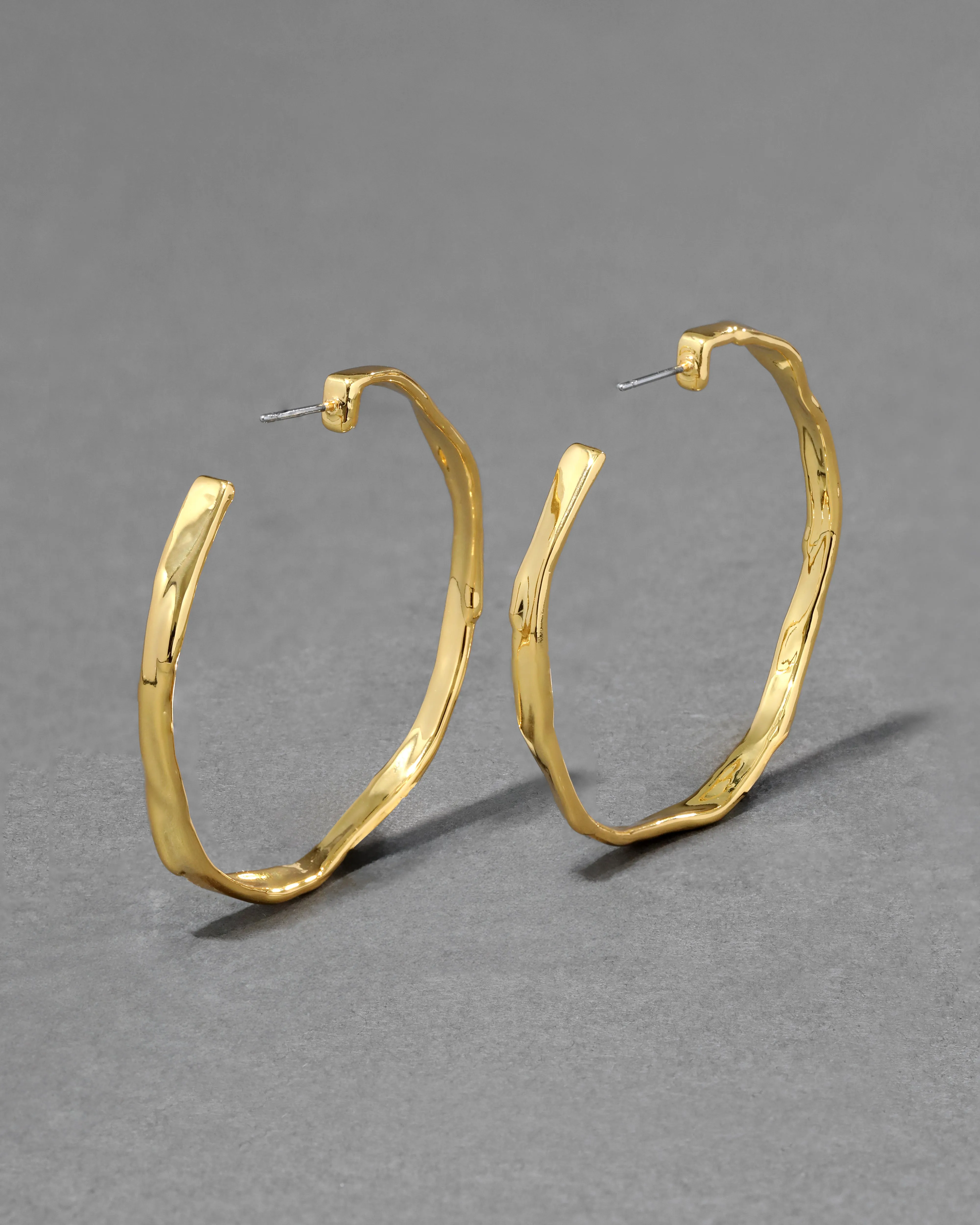 Brut Gold Skinny Hoop Earring sold by Alexis Bittar product image thumbnail 4