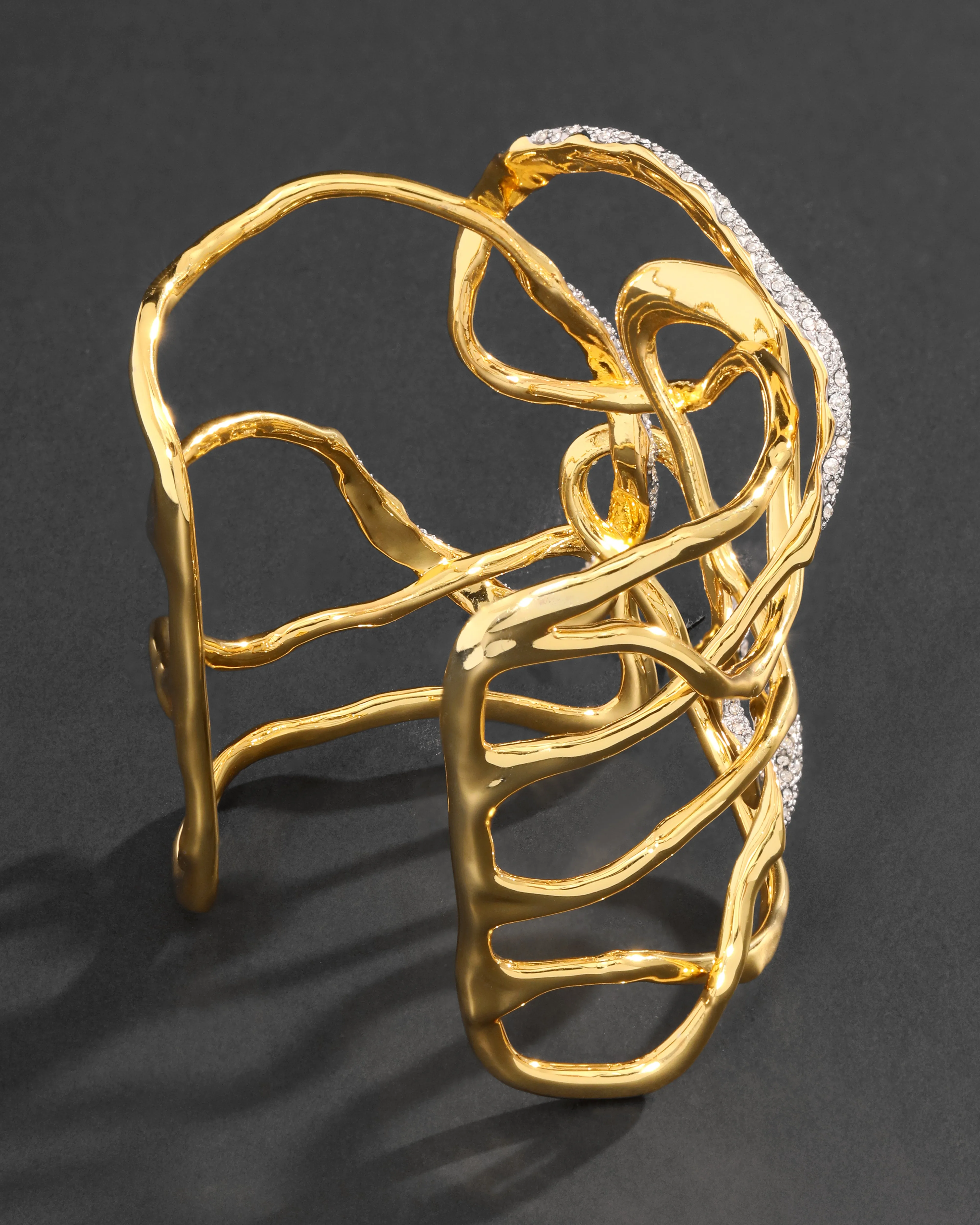 Solanales Gold Crystal Intertwined Cuff Bracelet sold by Alexis Bittar product image thumbnail 5
