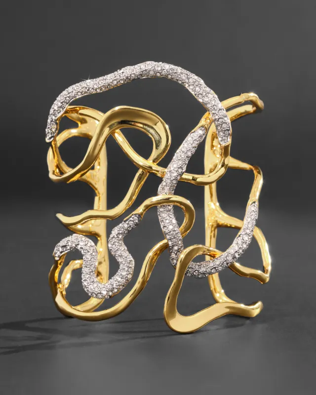 Solanales Gold Crystal Intertwined Cuff Bracelet sold by Alexis Bittar