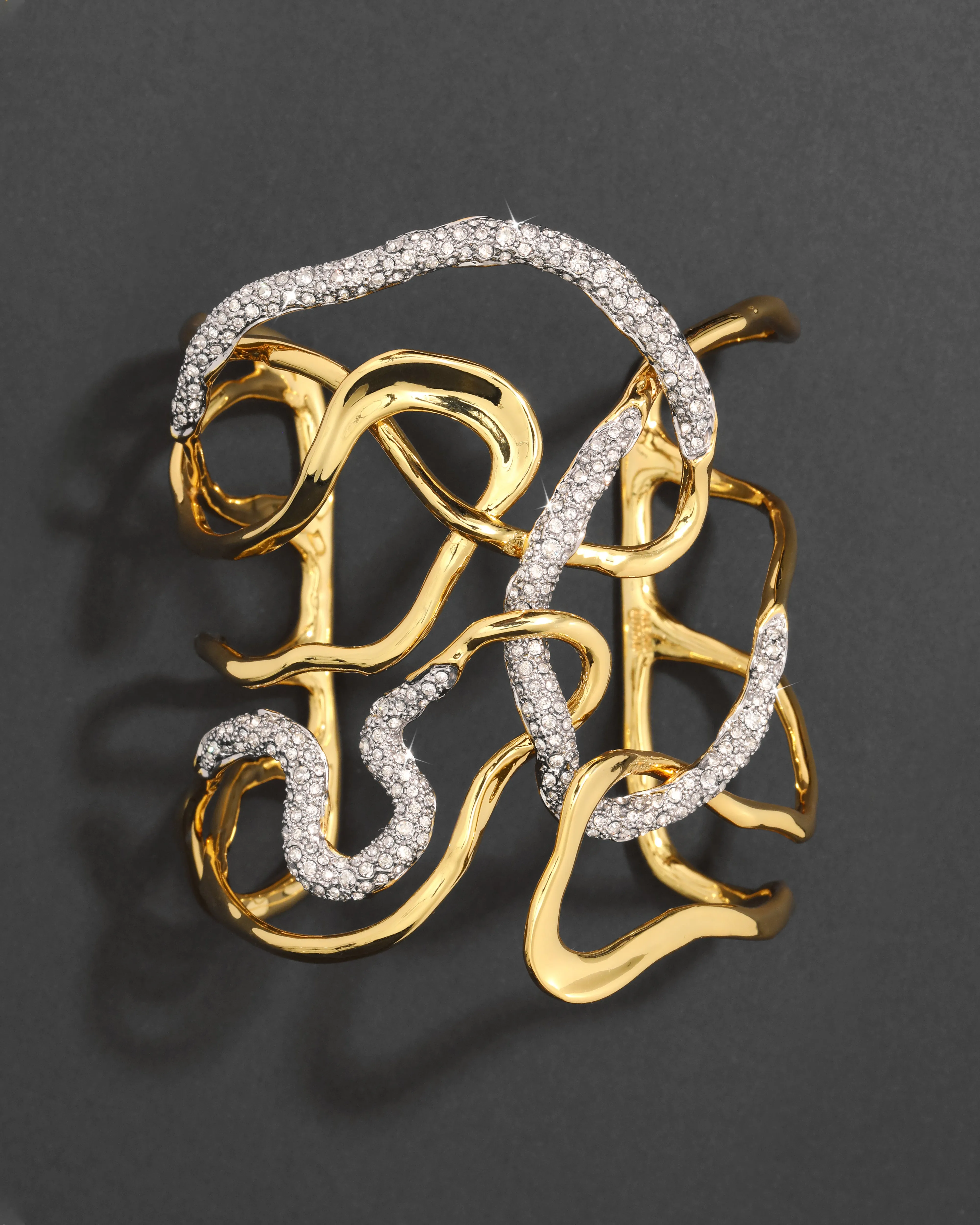 Solanales Gold Crystal Intertwined Cuff Bracelet sold by Alexis Bittar product image thumbnail 2
