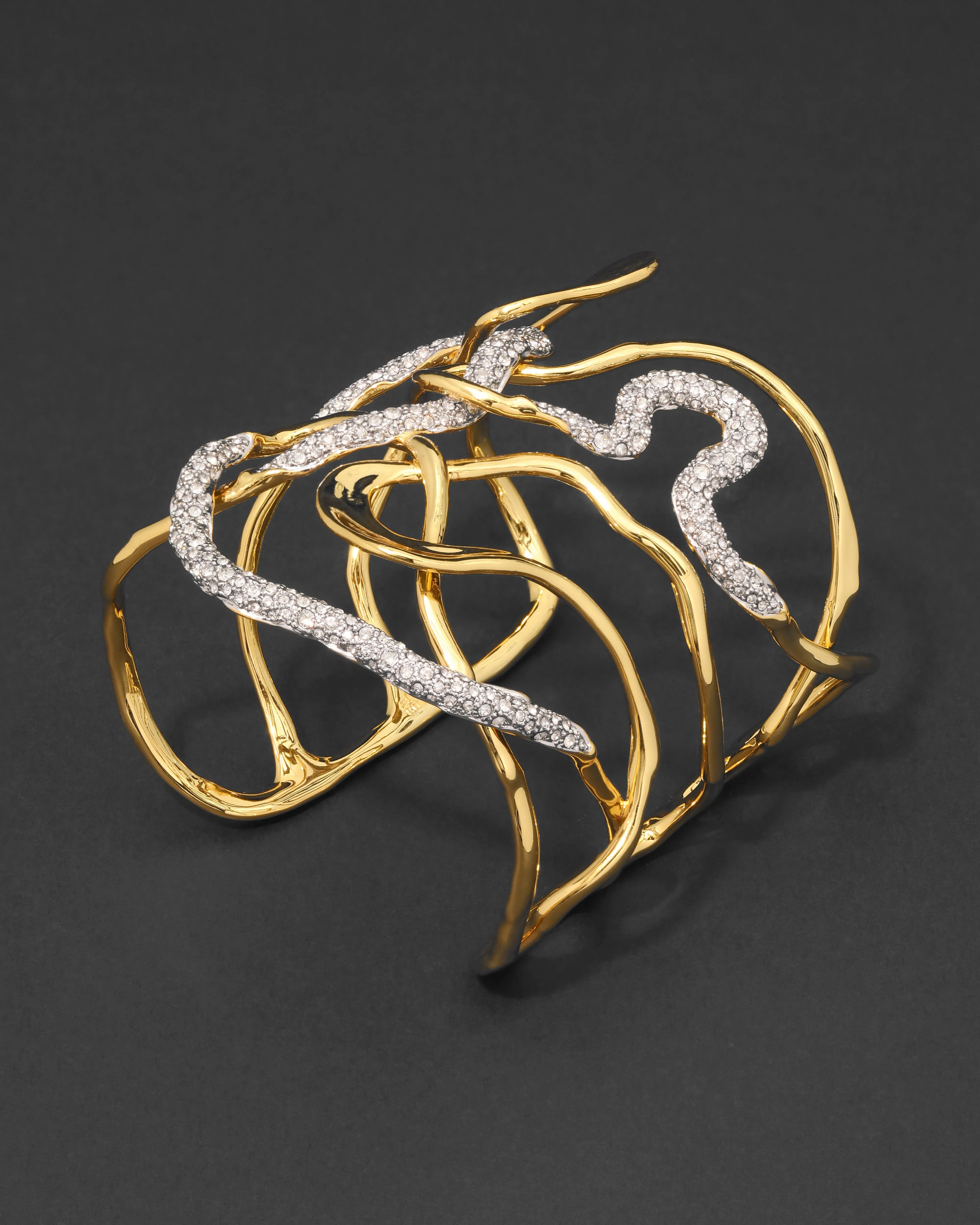 Solanales Gold Crystal Intertwined Cuff Bracelet sold by Alexis Bittar product image thumbnail 4