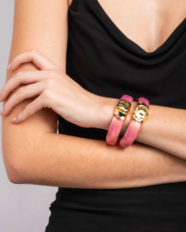 Molten Gold Lucite Hinge Bracelet- Sweet Melon sold by Alexis Bittar