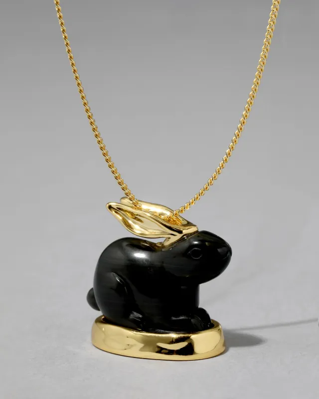 Bunny Obsidian Pendant Necklace sold by Alexis Bittar