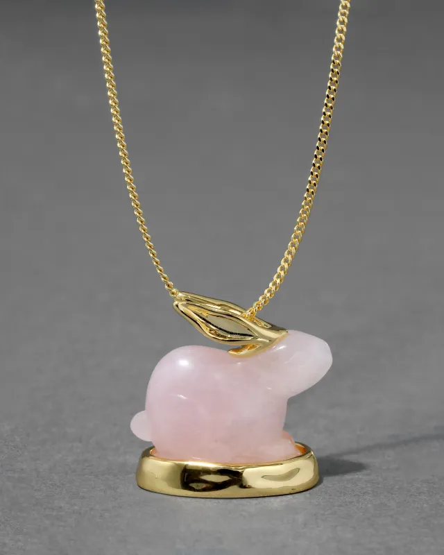 Bunny Rose Quartz Pendant Necklace sold by Alexis Bittar