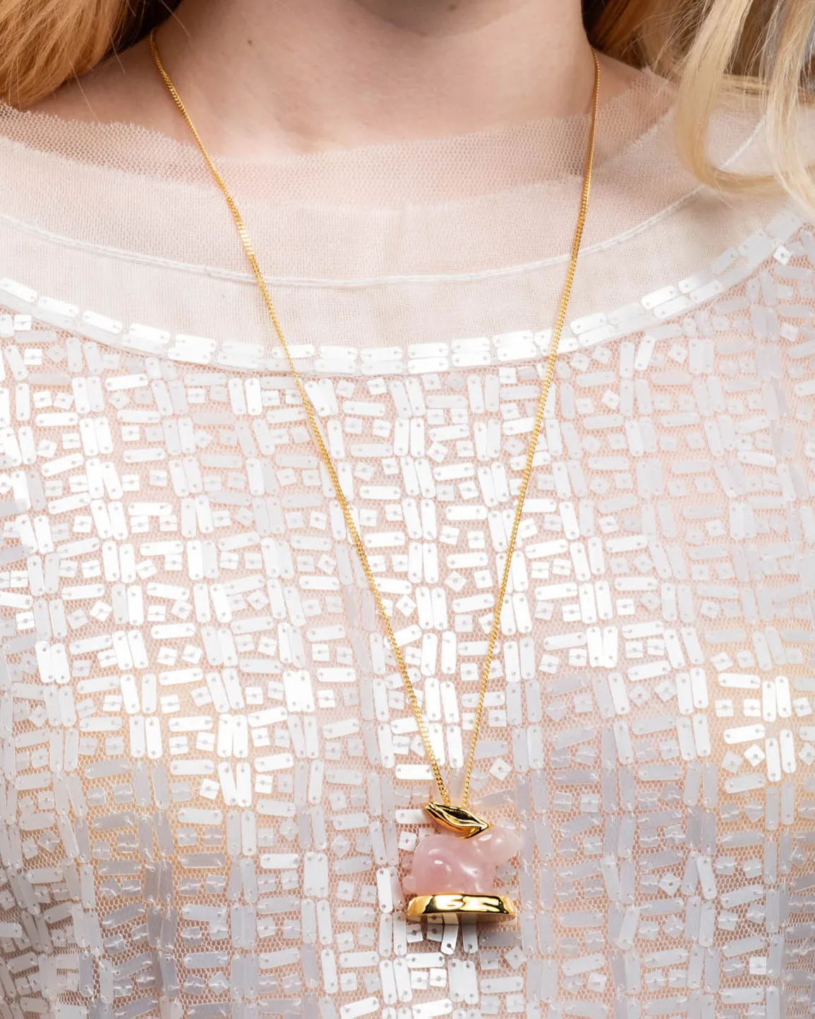 Bunny Rose Quartz Pendant Necklace sold by Alexis Bittar product image thumbnail 3