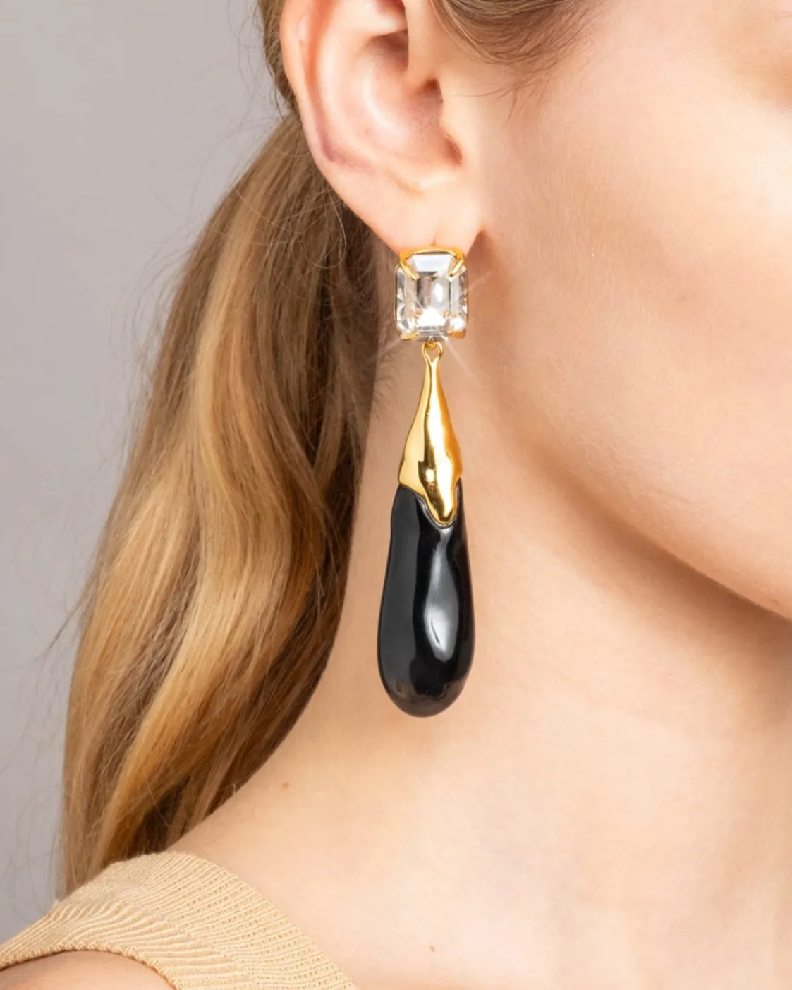 Bonbon Crystal Large Teardrop Earring- Onyx sold by Alexis Bittar product image thumbnail 2