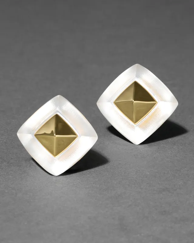 Luminous Lucite Armor Post Earring- Silver sold by Alexis Bittar