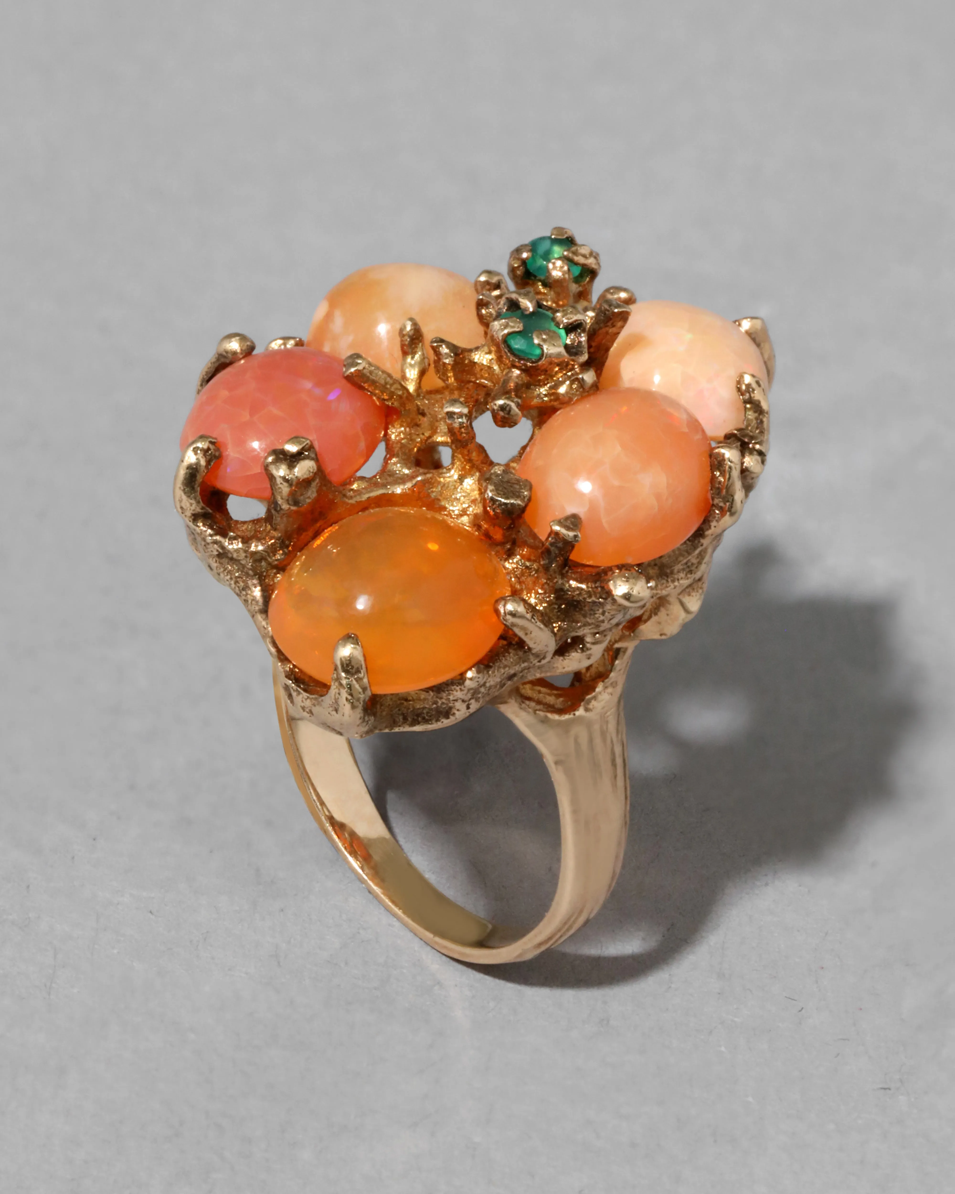 Vintage 1970s 14k Gold Opal & Emerald Ring sold by Alexis Bittar product image thumbnail 2