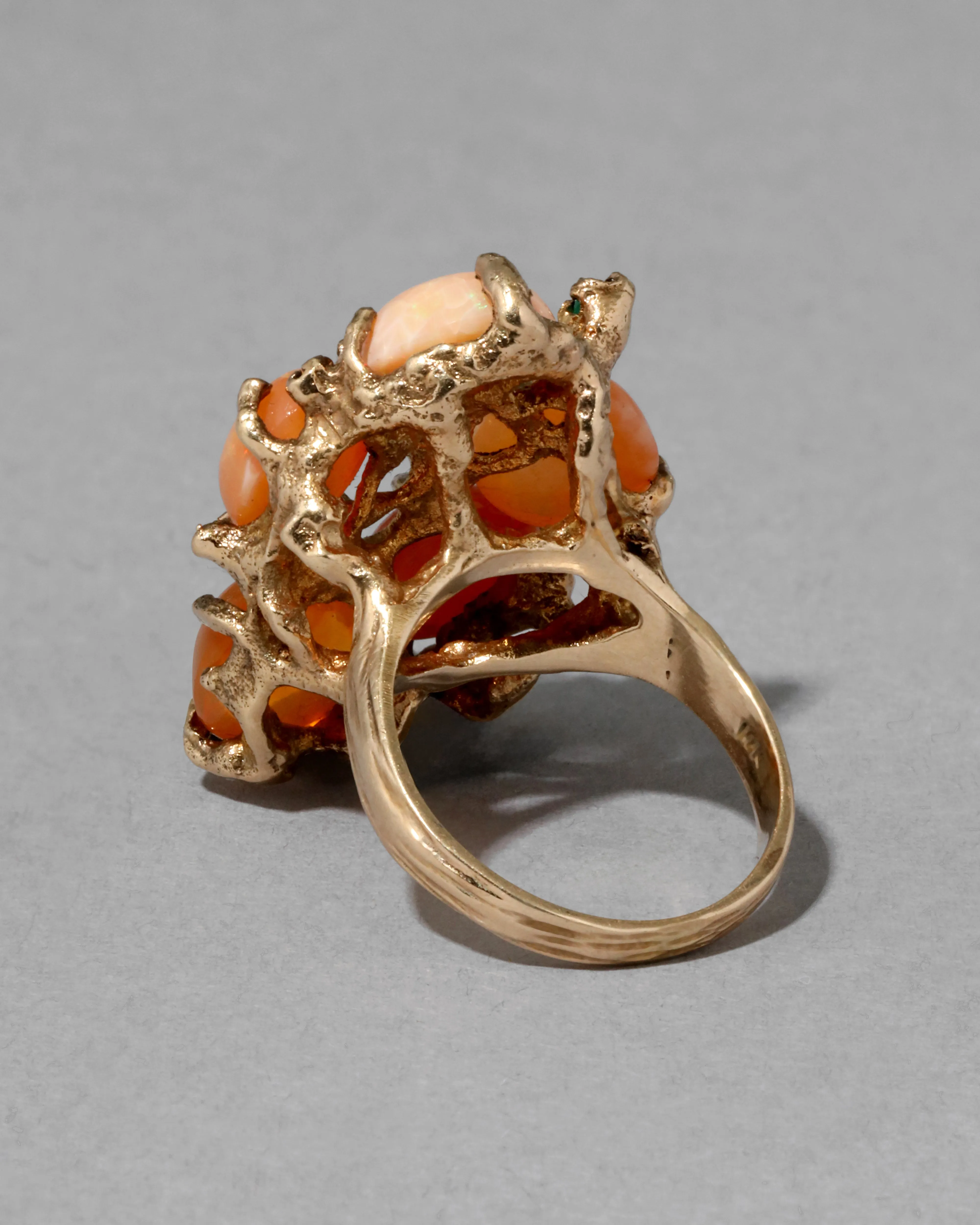Vintage 1970s 14k Gold Opal & Emerald Ring sold by Alexis Bittar product image thumbnail 3