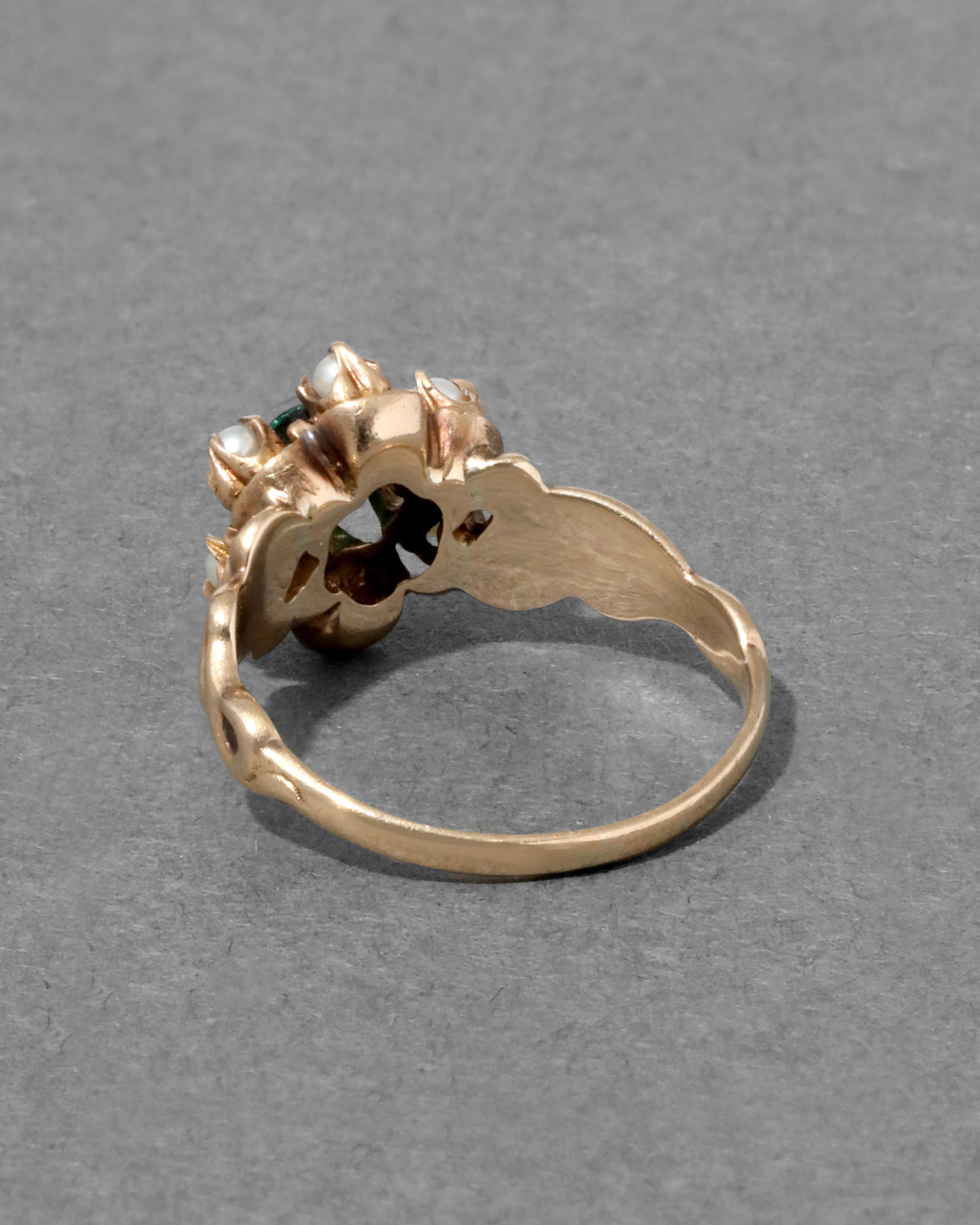 Antique Pearl Halo Emerald Ring in 14k Gold sold by Alexis Bittar product image thumbnail 3