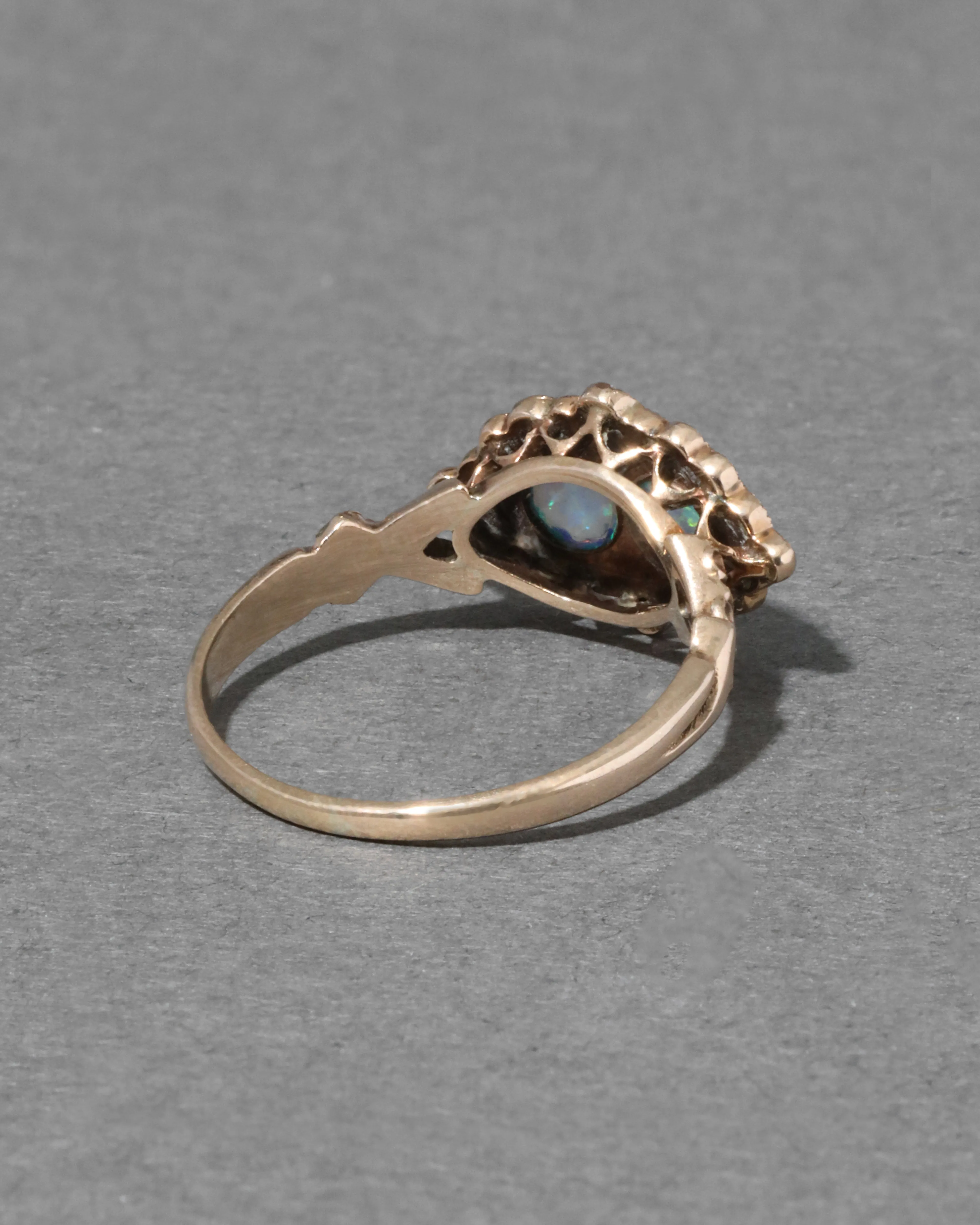 Antique 1800s 14k Gold with Natural Opals Surrounded by Seed Pearl & Ruby Ring sold by Alexis Bittar product image thumbnail 3