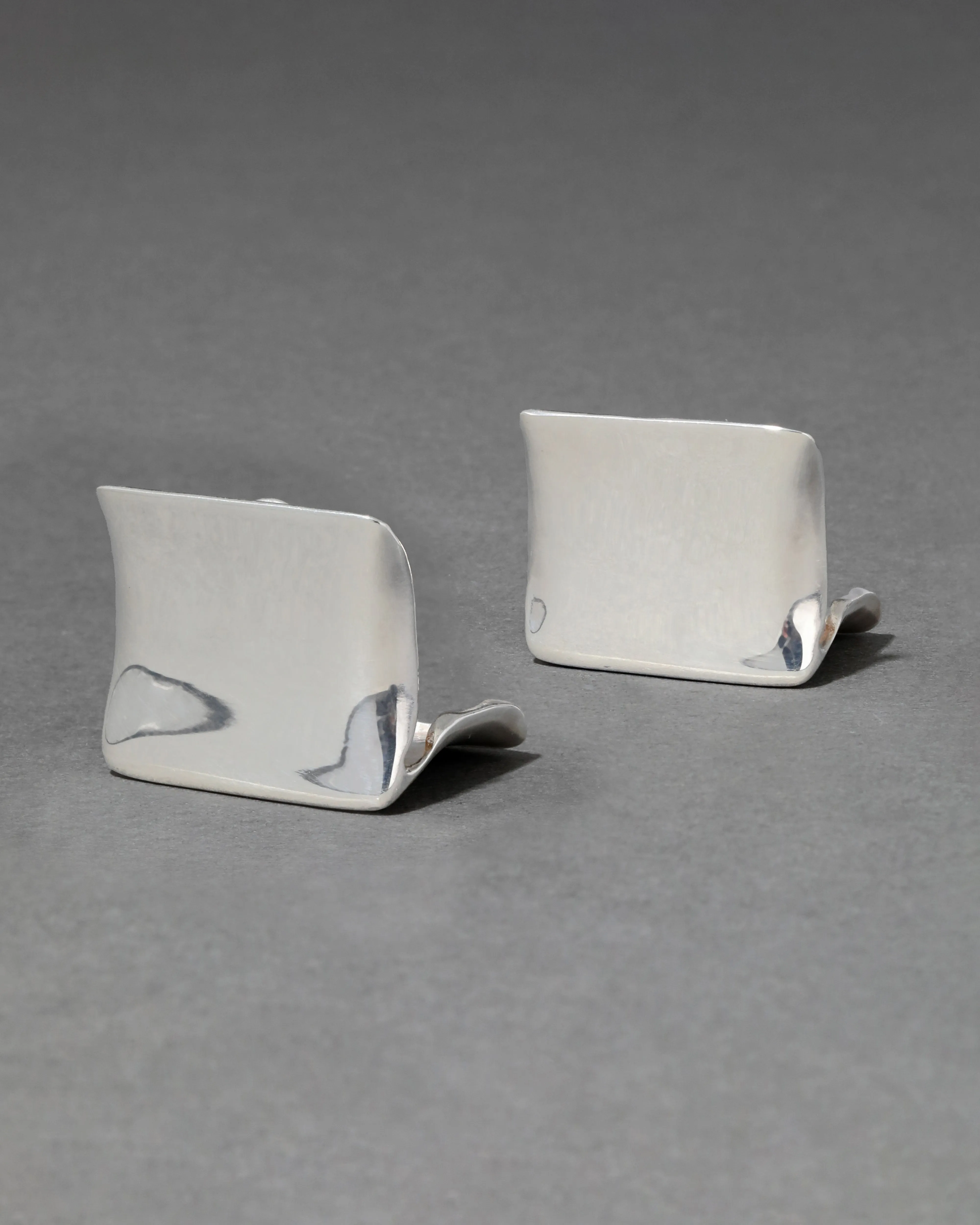 Vintage 1980s Sterling Silver Japanese Handmade Sculptural Earring sold by Alexis Bittar