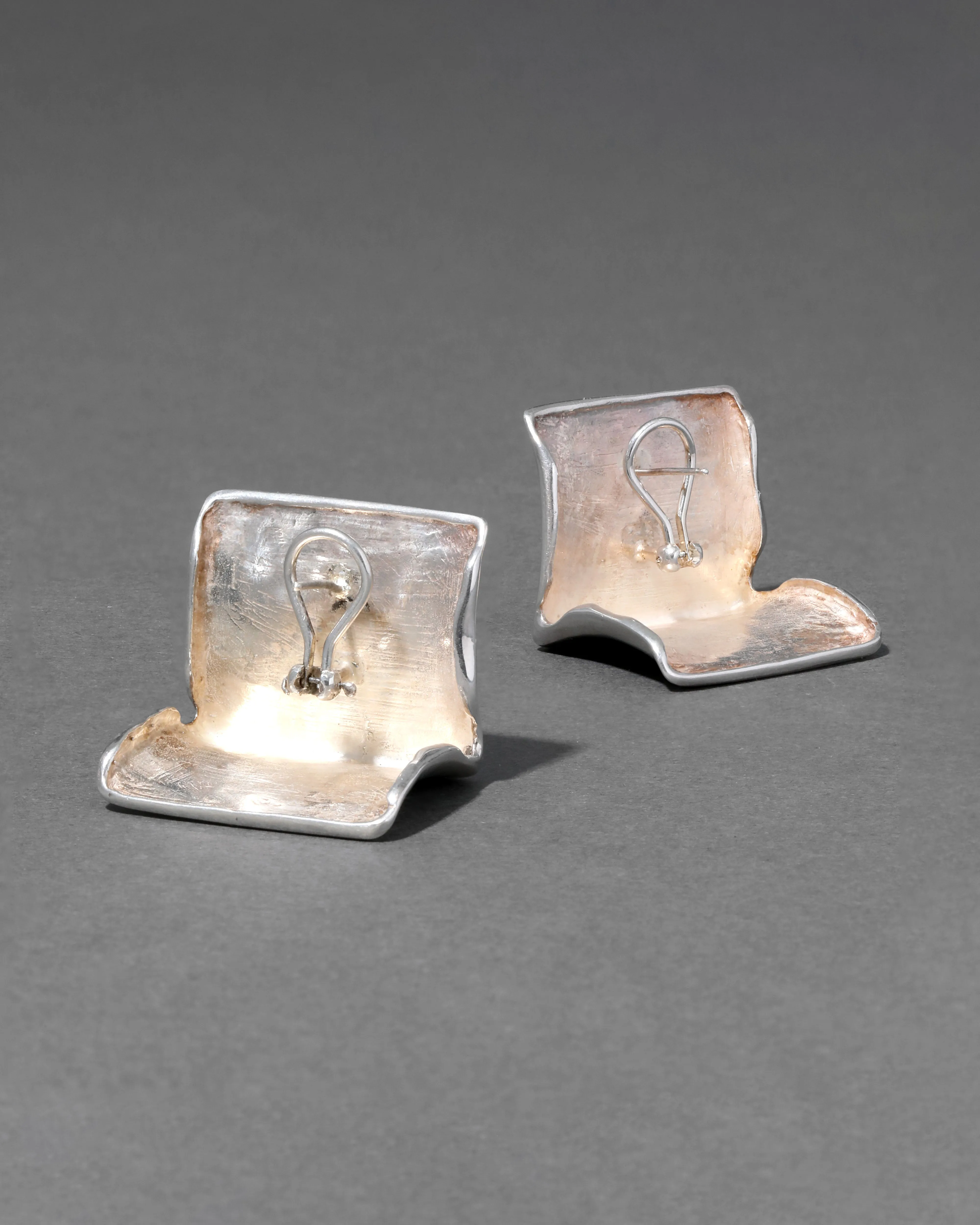 Vintage 1980s Sterling Silver Japanese Handmade Sculptural Earring sold by Alexis Bittar product image thumbnail 2