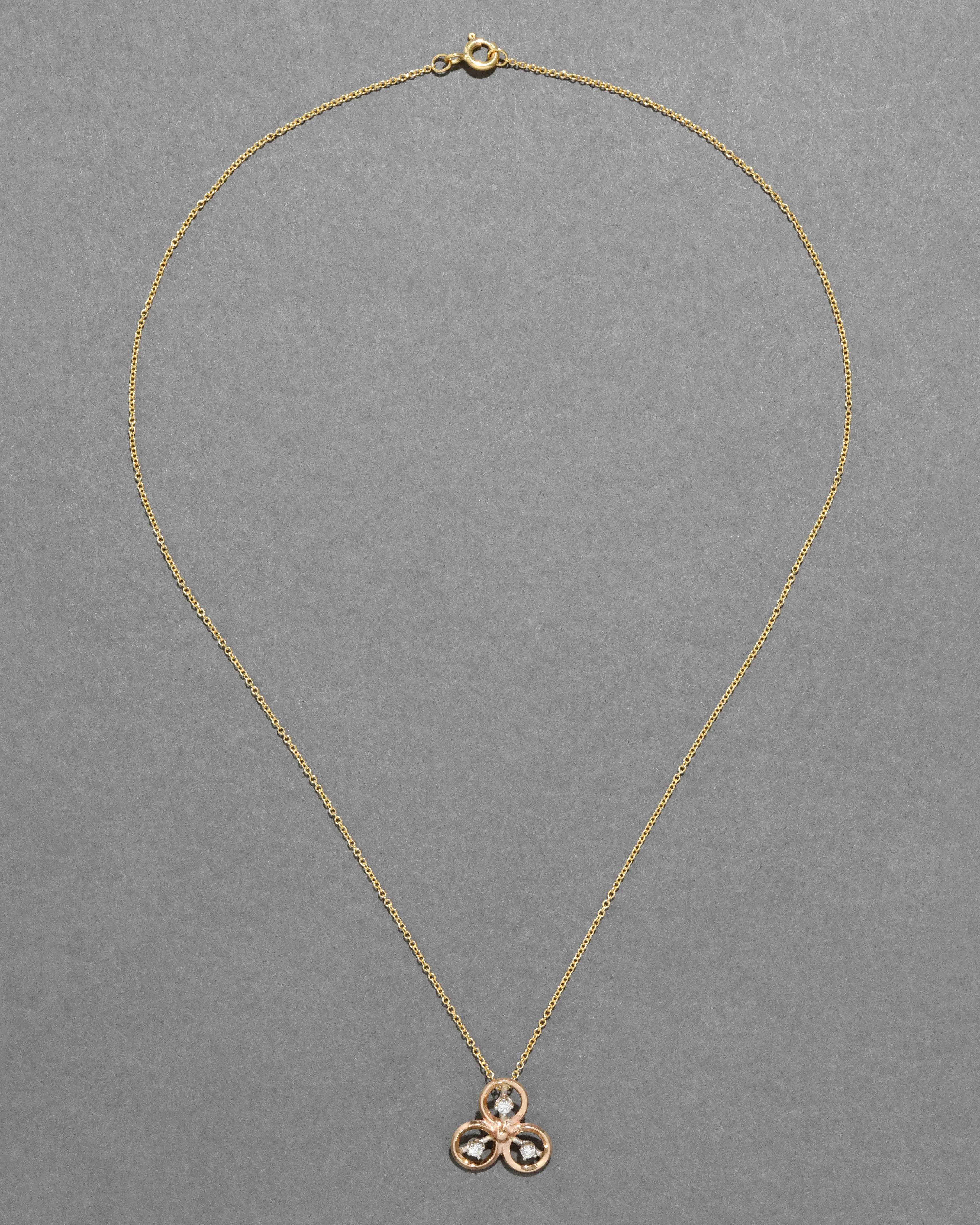 Vintage 1930s 14k Yellow & White Gold with Circular Diamond Pendant Necklace sold by Alexis Bittar product image thumbnail 2