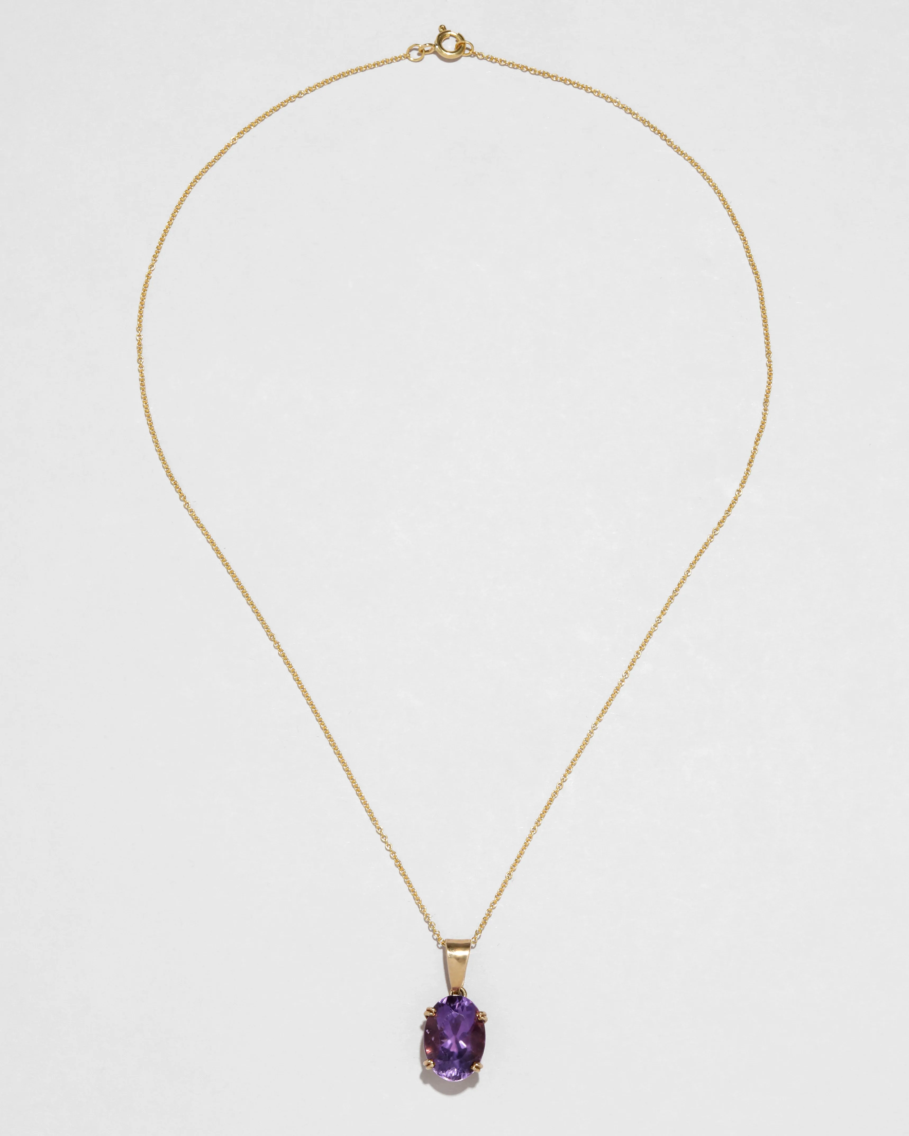 Vintage 1960s 14k Gold Prong Set Amethyst Pendant Necklace with Gold Bale sold by Alexis Bittar product image thumbnail 2