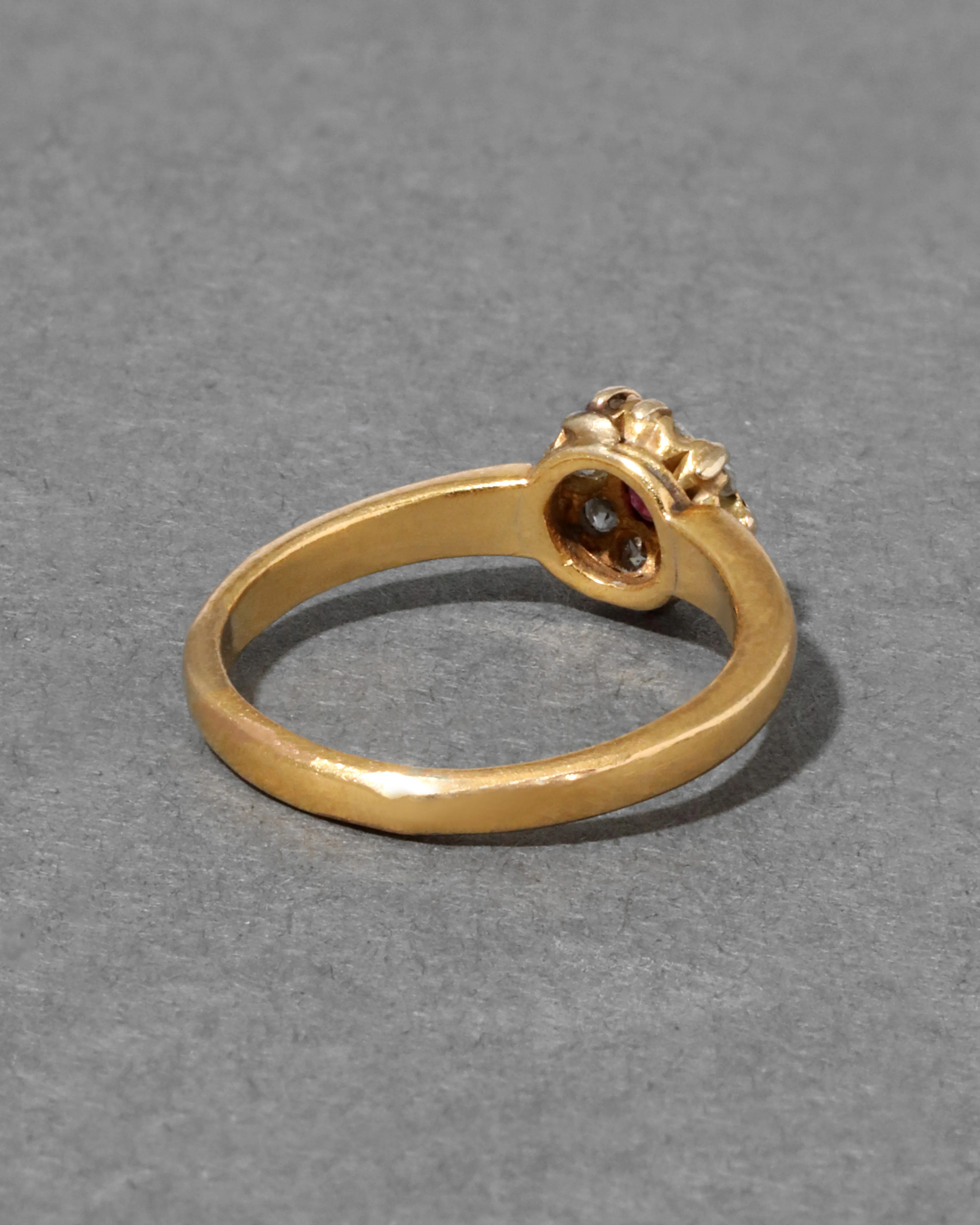 Antique 1920s 18k Gold Diamond Halo Ruby Ring sold by Alexis Bittar product image thumbnail 3
