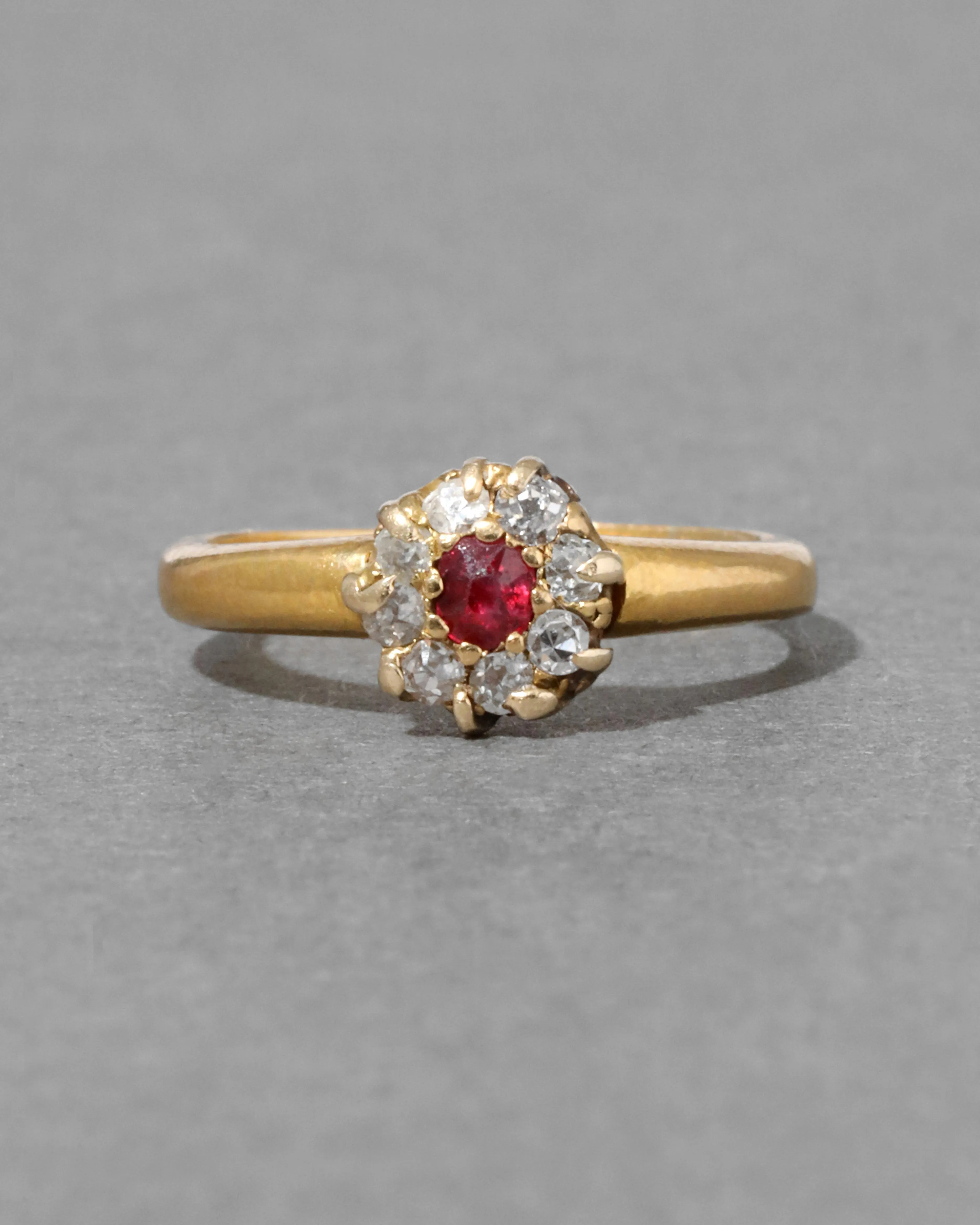 Antique 1920s 18k Gold Diamond Halo Ruby Ring sold by Alexis Bittar product image thumbnail 2