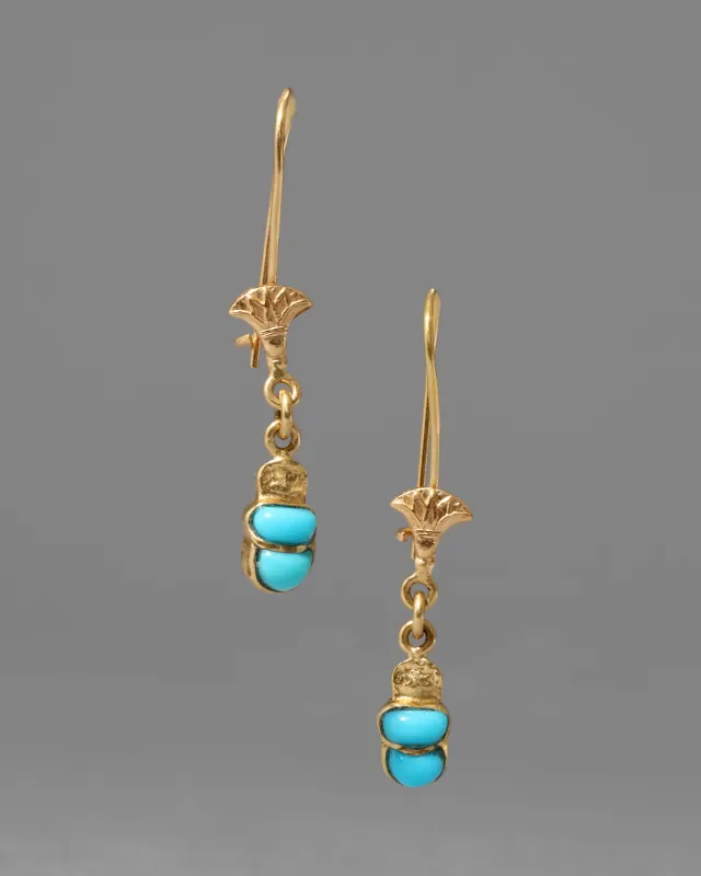Vintage 18k Gold Turquoise Drop Earring made by Alexis Bittar