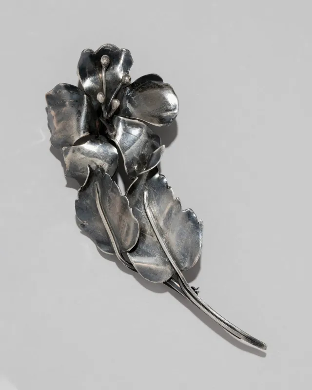 Vintage 1940s Sterling Silver Flower Pin sold by Alexis Bittar