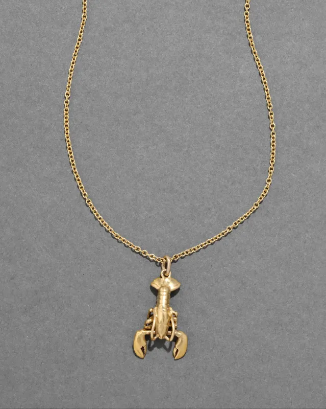 Vintage 1970s 14k Gold Lobster Pendant Necklace sold by Alexis Bittar