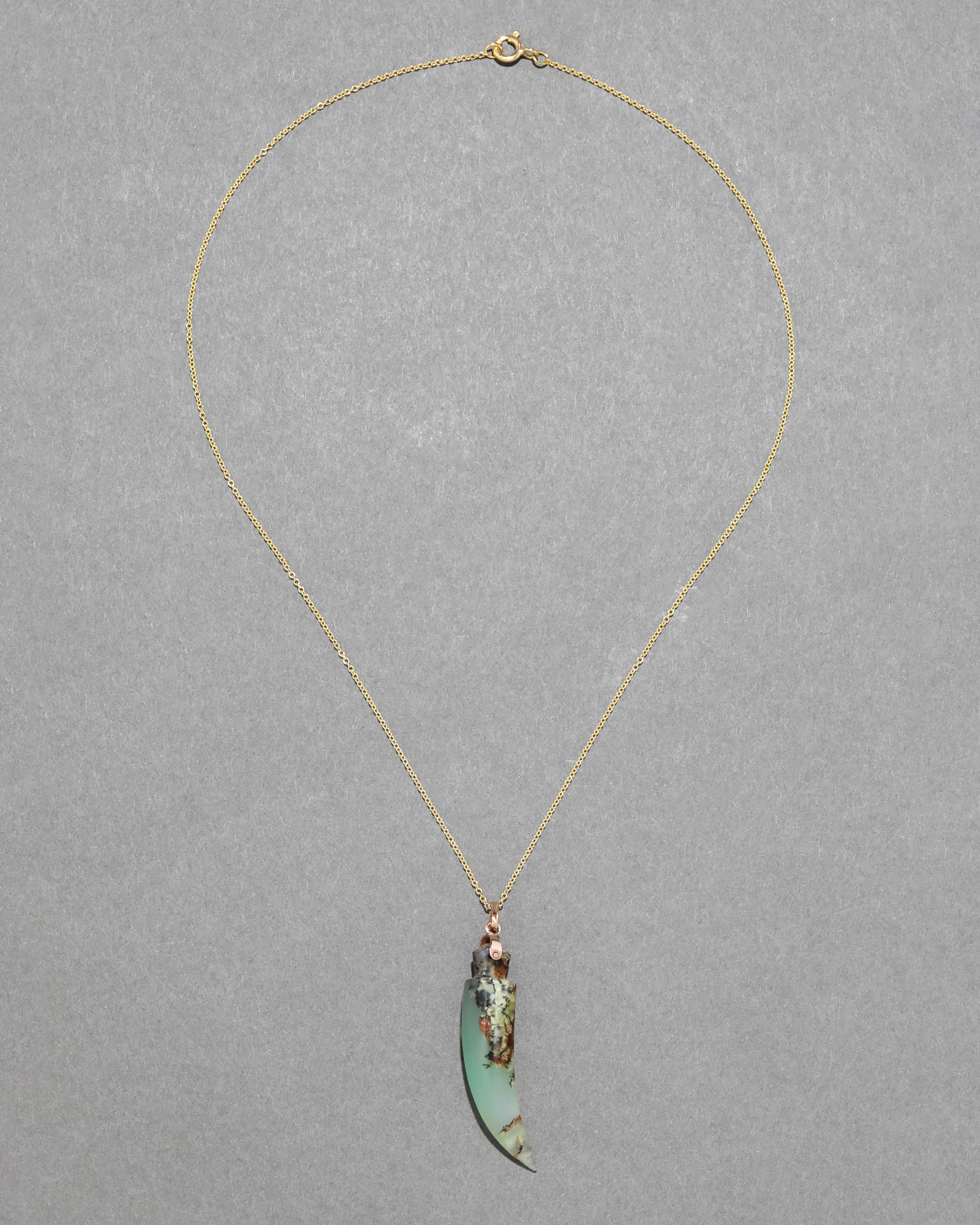 Antique Victorian 14k Gold Fill Jade Horn Pendant Necklace sold by Alexis Bittar product image thumbnail 2