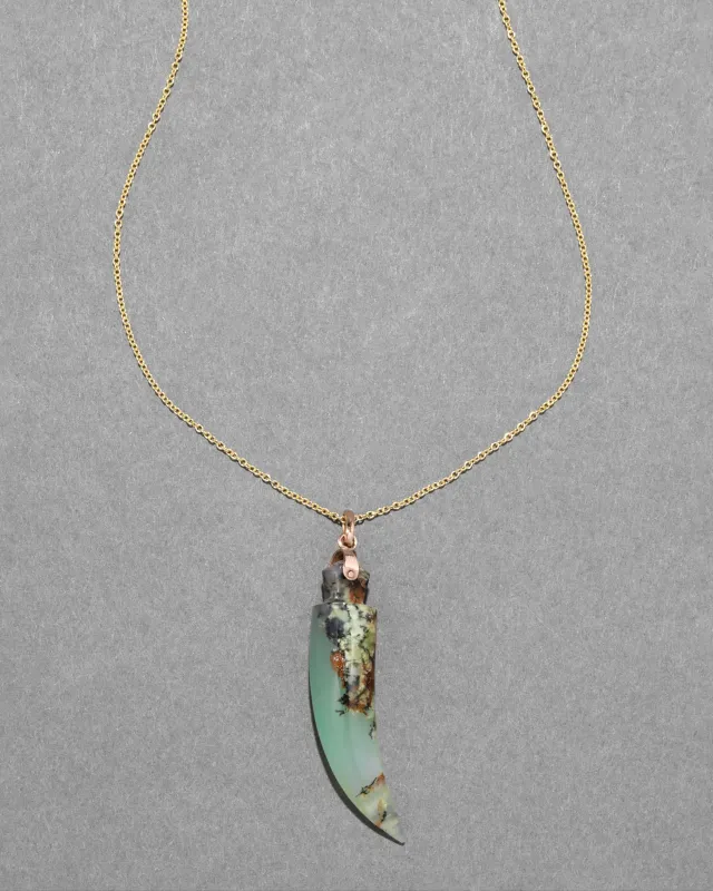 Antique Victorian 14k Gold Fill Jade Horn Pendant Necklace sold by Alexis Bittar