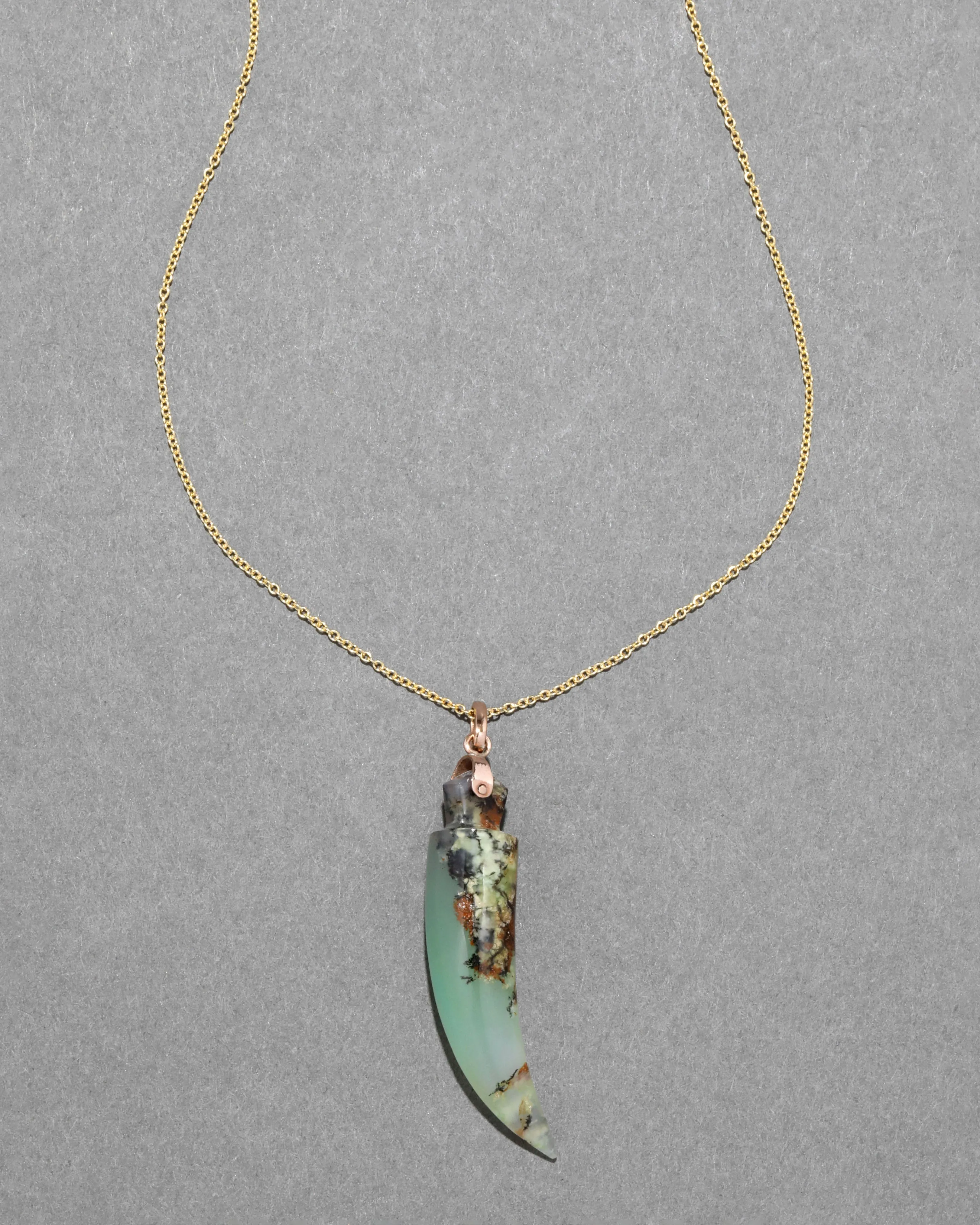 Antique Victorian 14k Gold Fill Jade Horn Pendant Necklace sold by Alexis Bittar