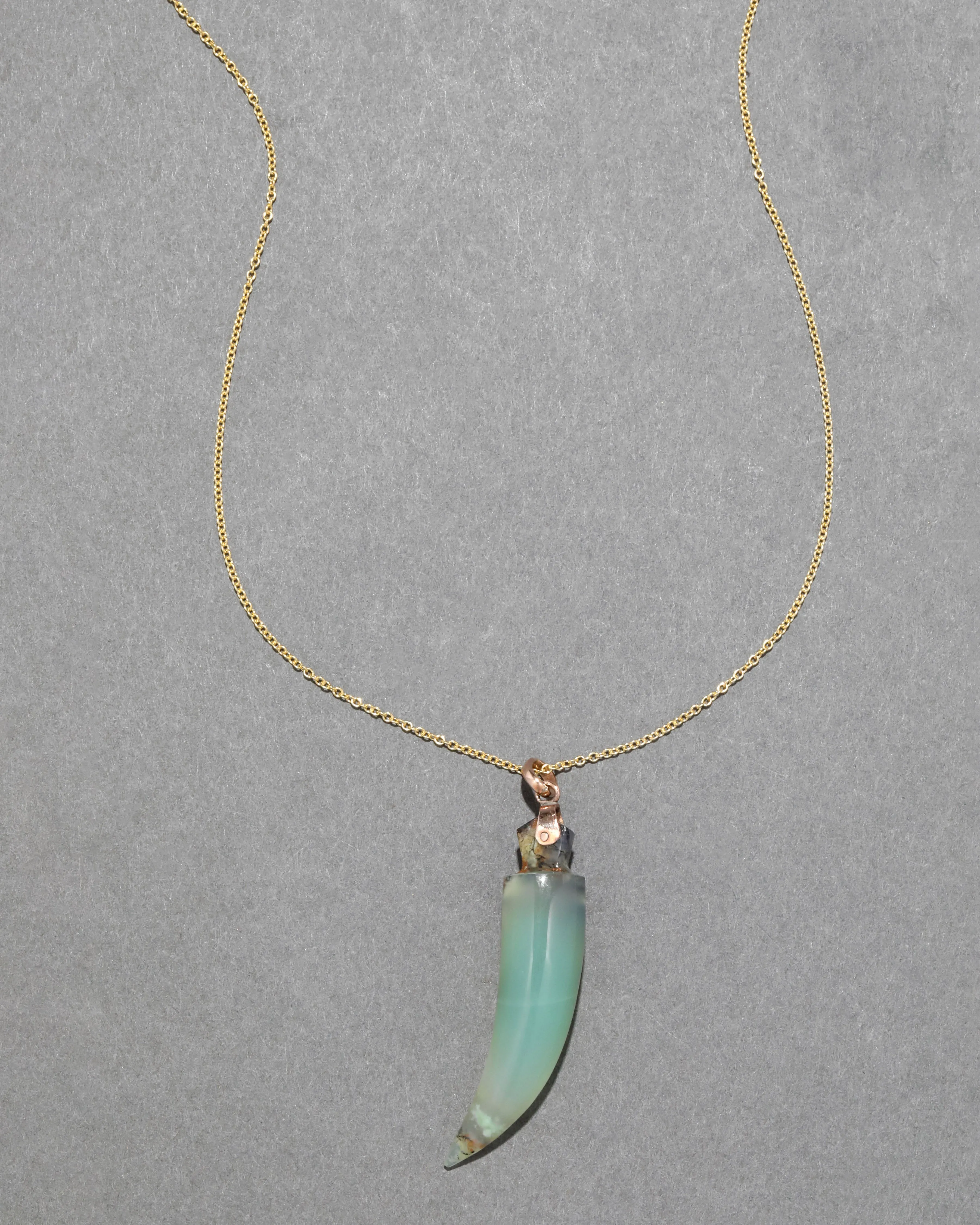 Antique Victorian 14k Gold Fill Jade Horn Pendant Necklace sold by Alexis Bittar product image thumbnail 3