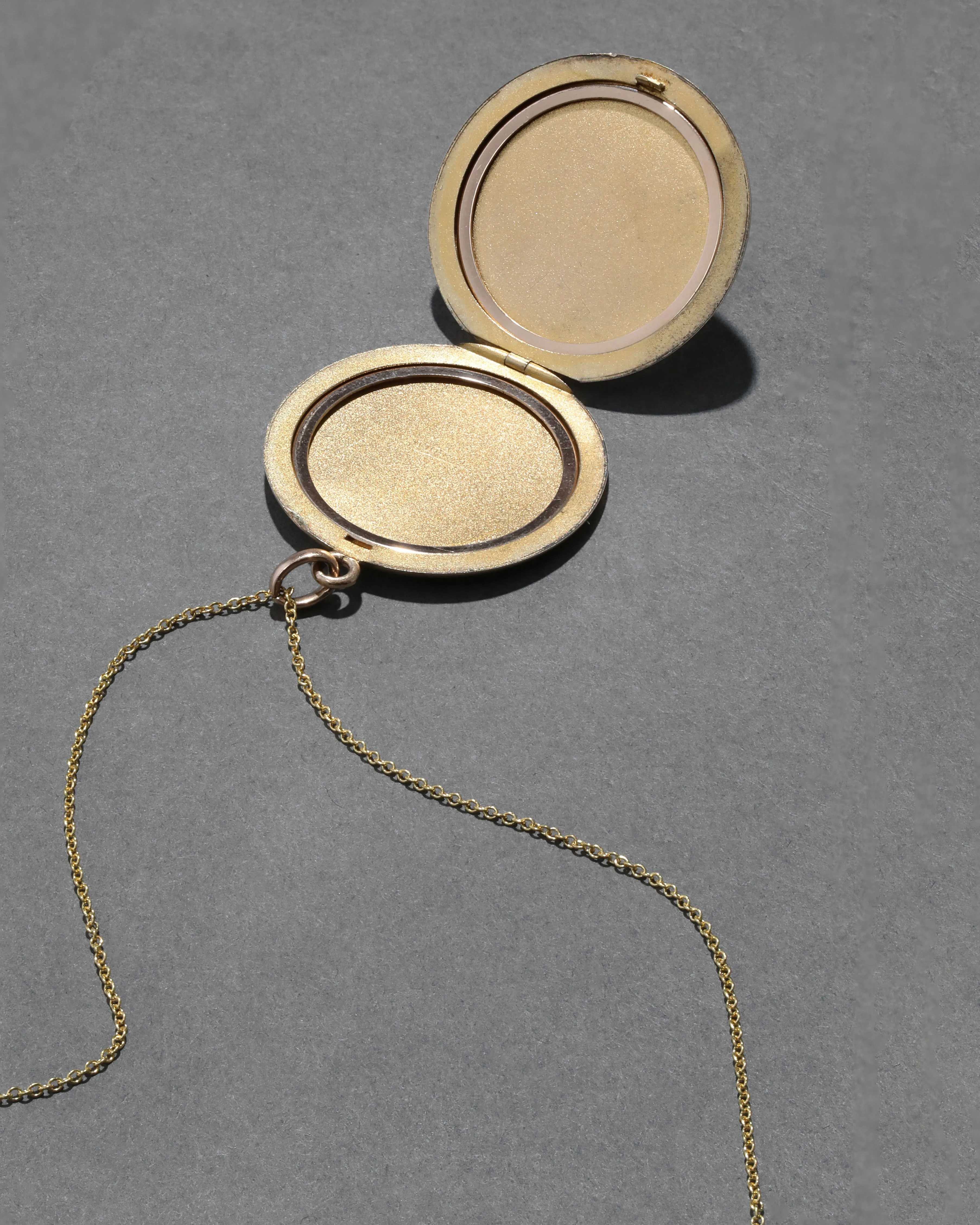 Antique 1880s 14k Gold Fill Hand Etched Swirl Locket Necklace sold by Alexis Bittar product image thumbnail 3