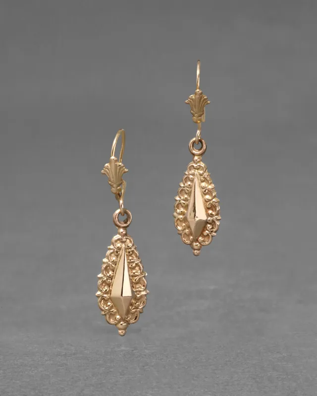 Antique Victorian 10k Gold Repoussé Drop Earring sold by Alexis Bittar