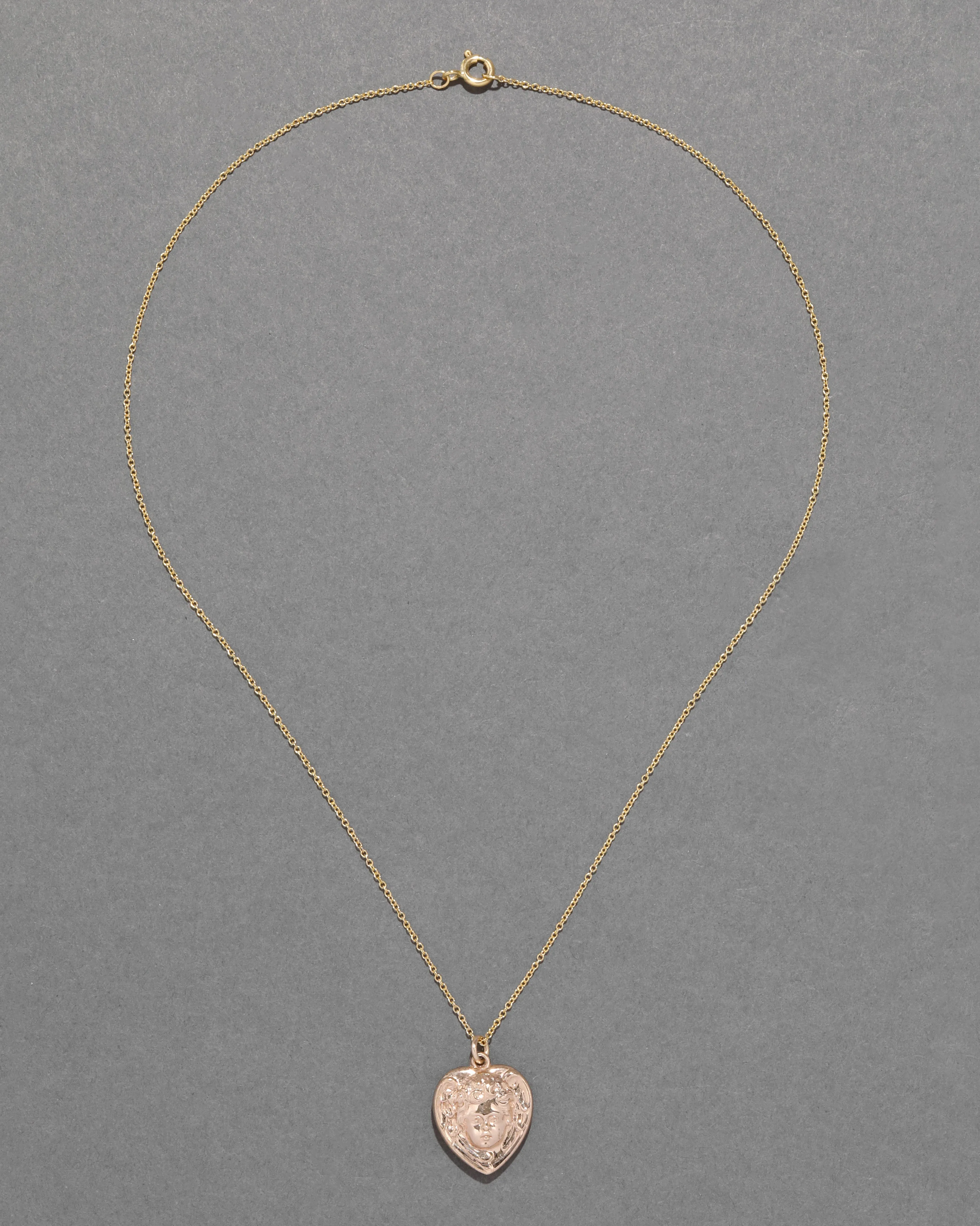 Antique 1920s 14k Gold Fill Engraved Cherub Heart Locket Necklace sold by Alexis Bittar product image thumbnail 2