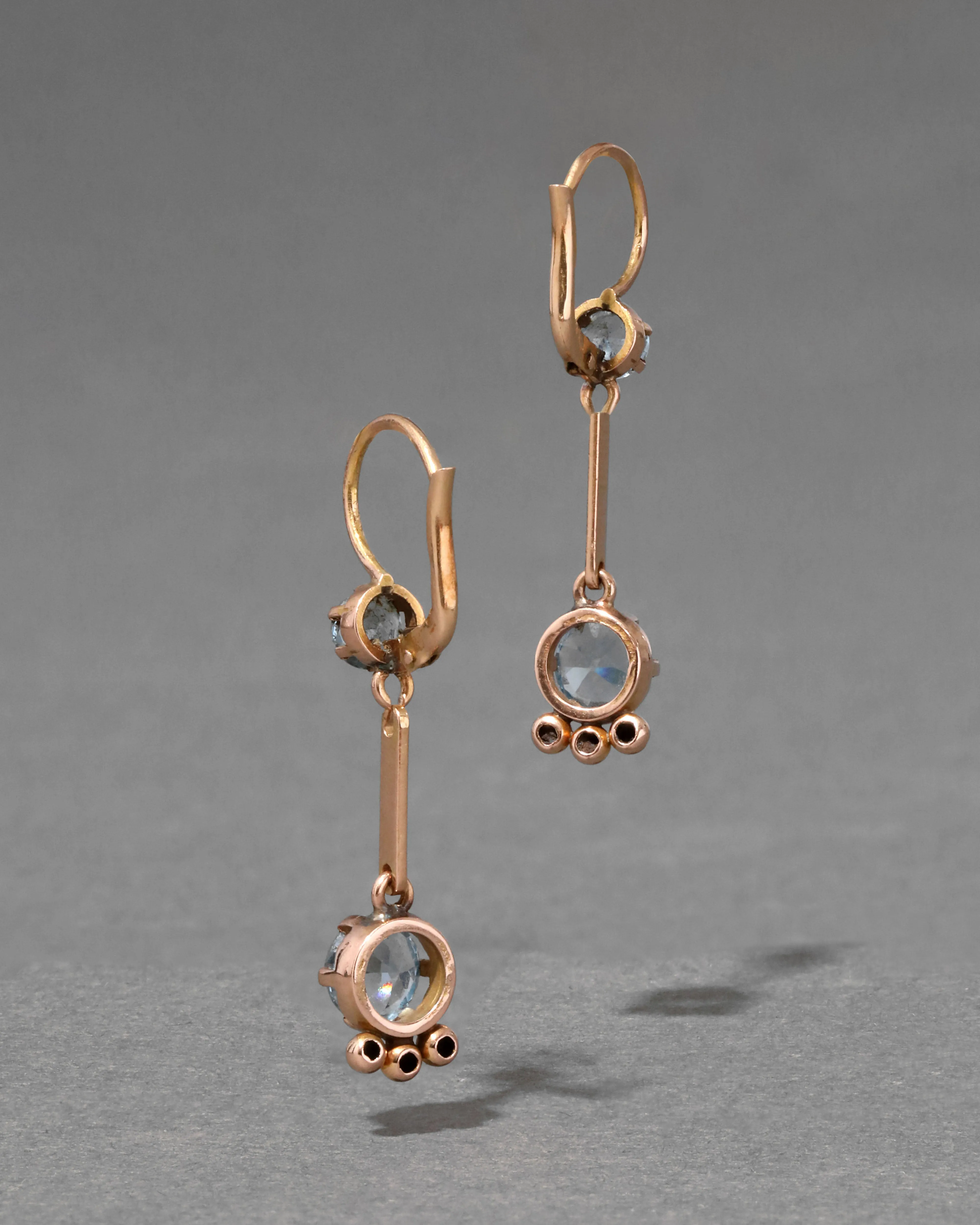 Antique 1920s 10k Gold with Blue Topaz Drop Earring sold by Alexis Bittar product image thumbnail 2