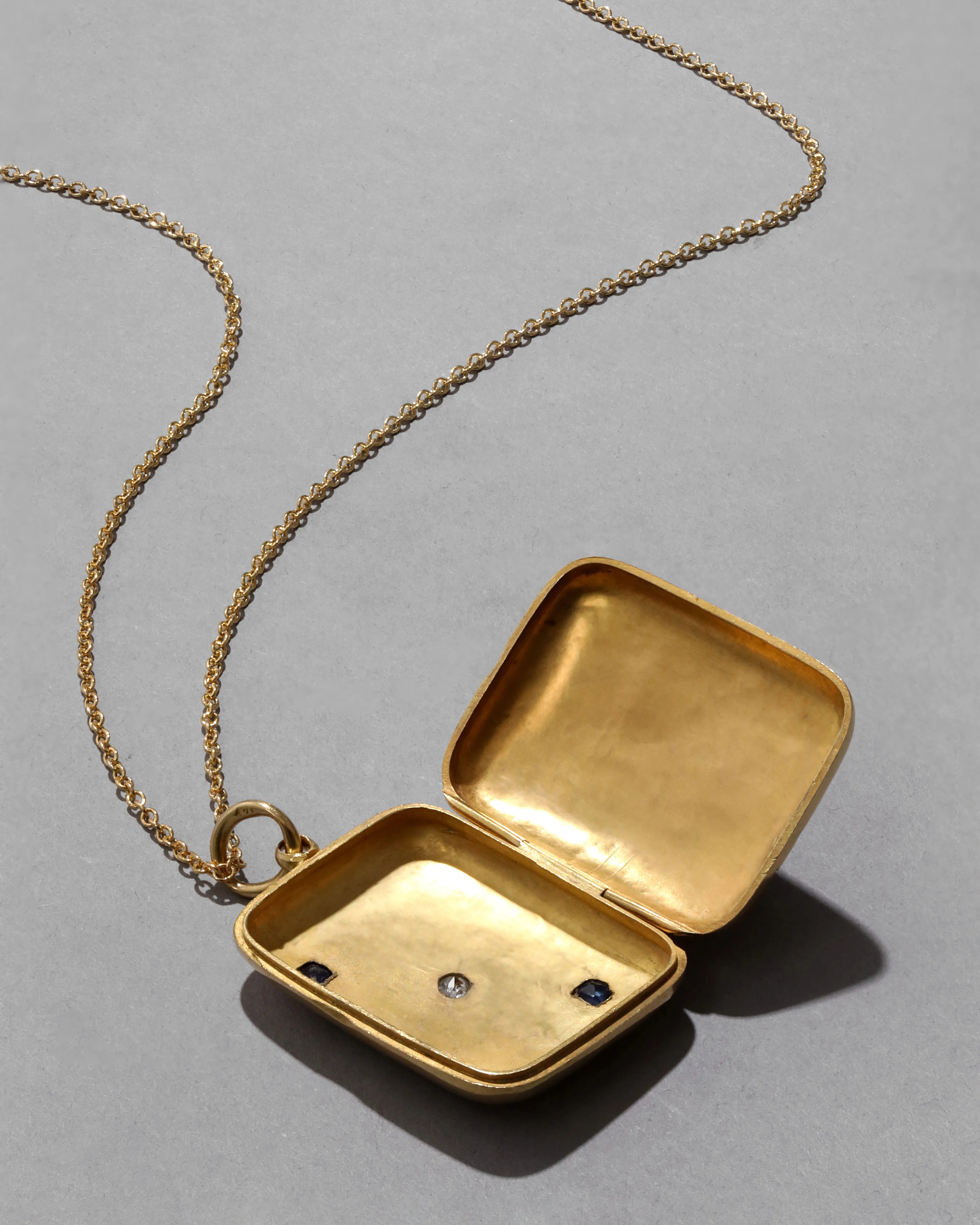 Antique Late 1920s 18k Gold wtih Sapphire & Diamond Modern Design Pendant Necklace sold by Alexis Bittar product image thumbnail 3