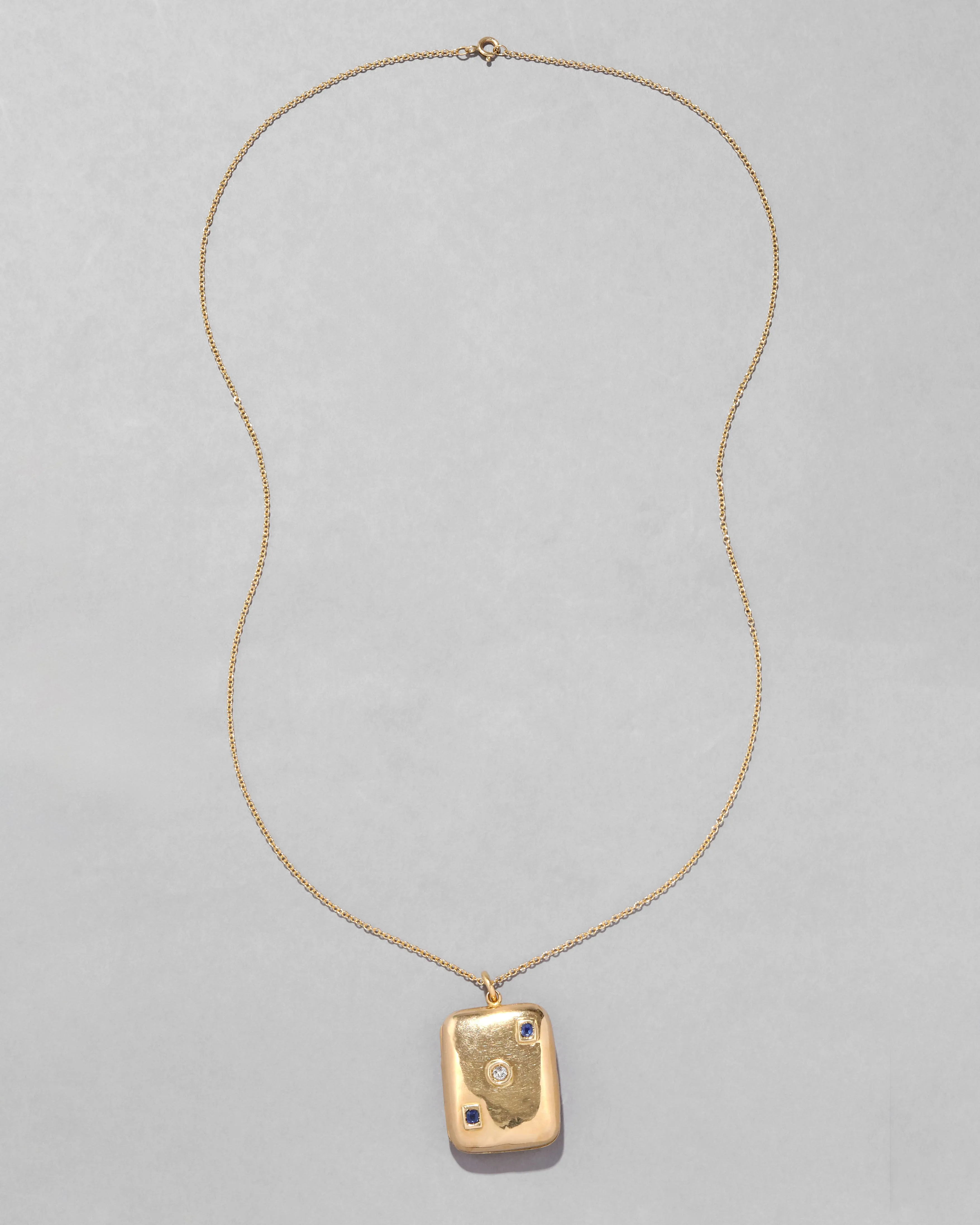 Antique Late 1920s 18k Gold wtih Sapphire & Diamond Modern Design Pendant Necklace sold by Alexis Bittar product image thumbnail 2