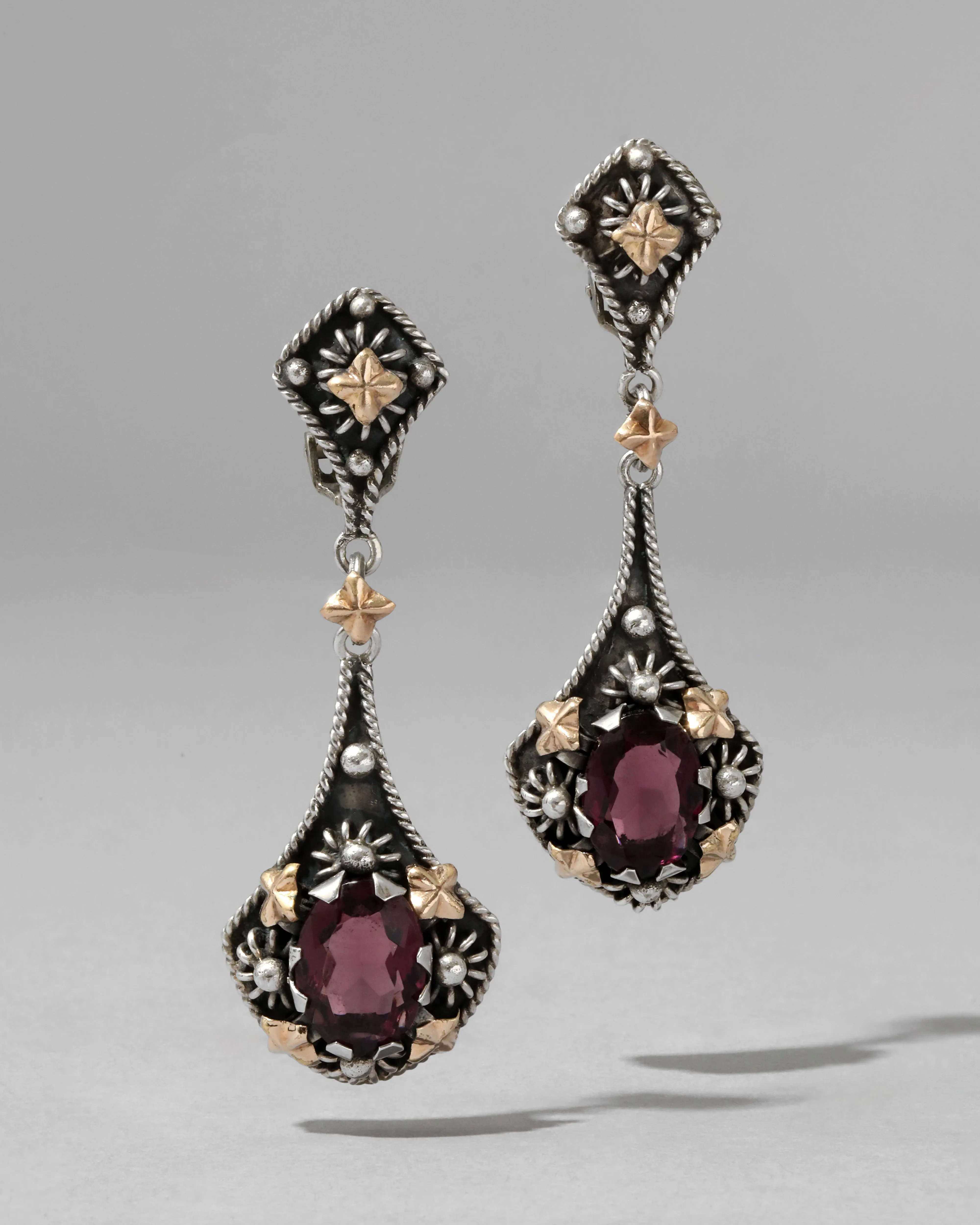 Antique 1920s Sterling Silver European Cut Crystal Drop Earring sold by Alexis Bittar