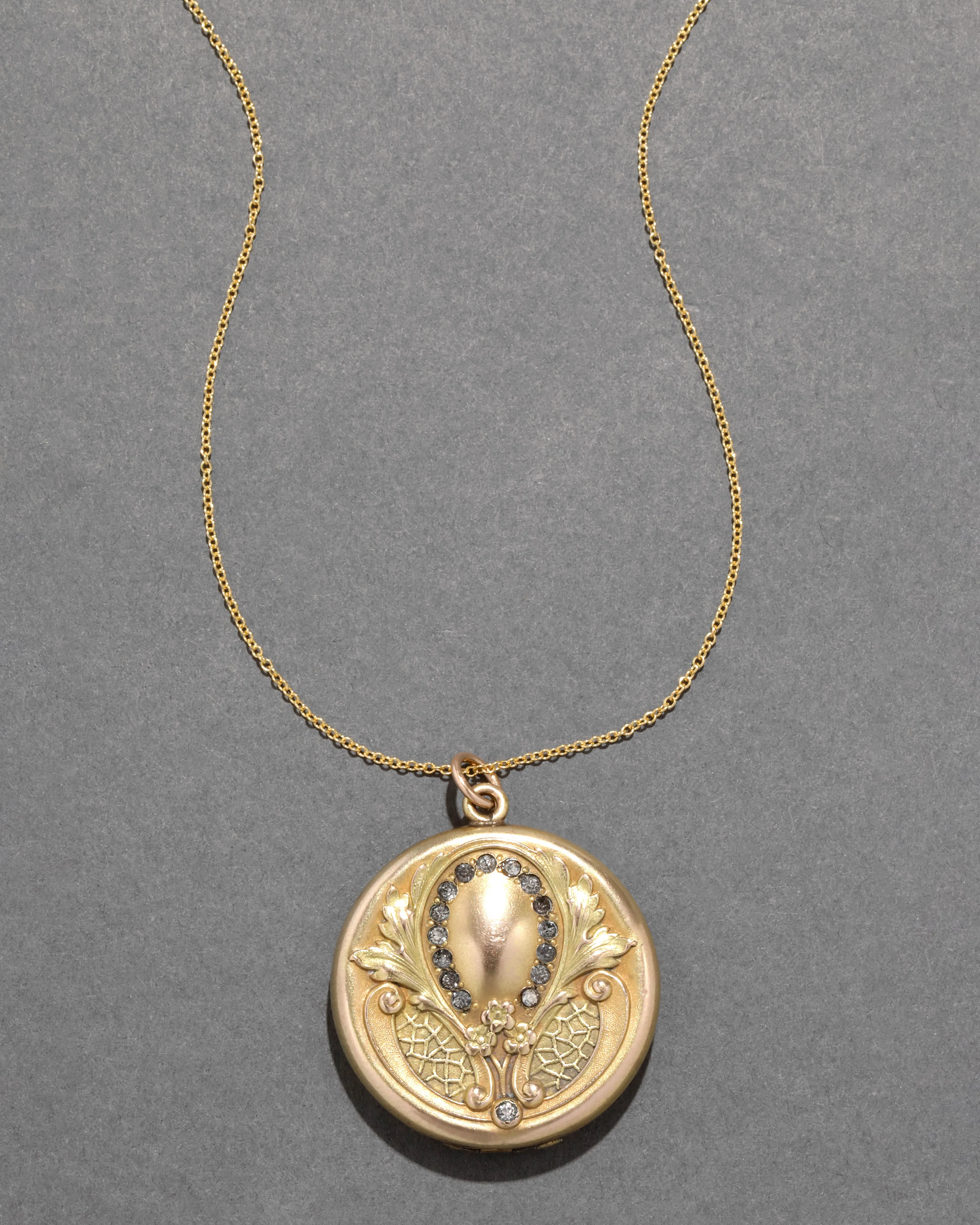 Antique 1910s 14k Gold Fill Classic Art Nouveau Locket Necklace sold by Alexis Bittar