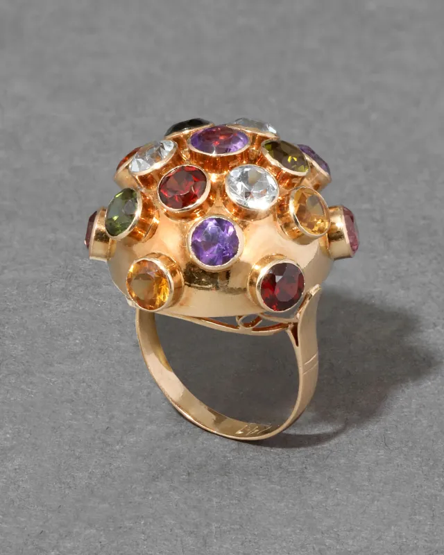 Vintage 1940s 18k Gold Colorful Sputnik Ring sold by Alexis Bittar