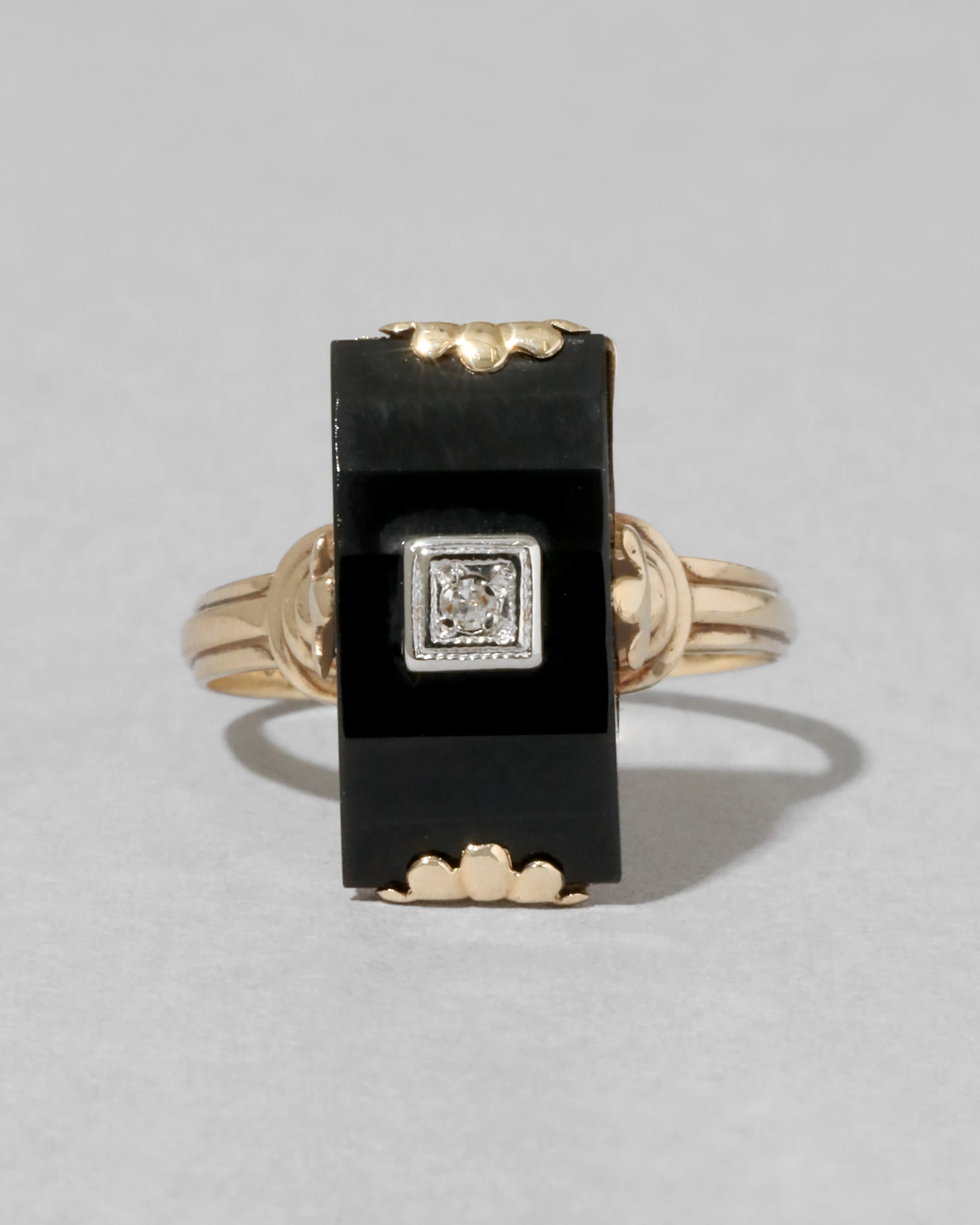 Vintage 1930s 10k Gold with Onyx & Diamond Ring sold by Alexis Bittar