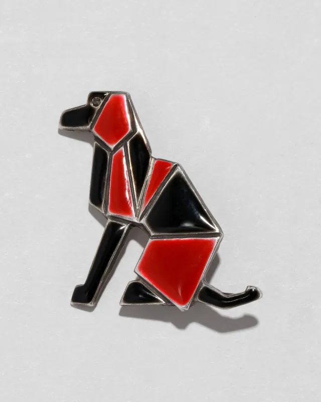 Vintage 1930s Sterling Silver with Enamel French Deco Classic Cubist Dog Design Pin sold by Alexis Bittar