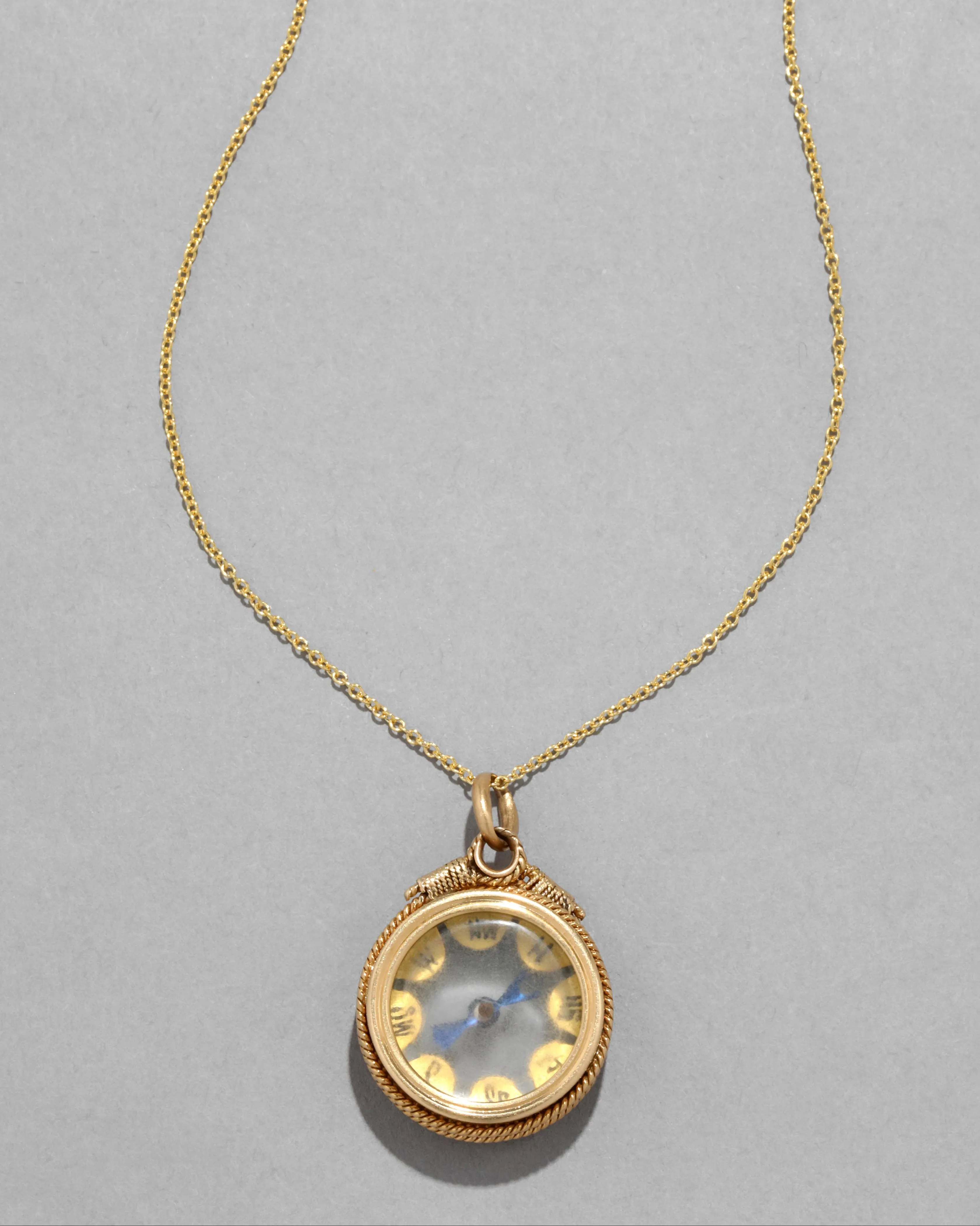 Antique Victorian 1800s 14k Gold Compass with Marine Rope Pendant Necklace sold by Alexis Bittar
