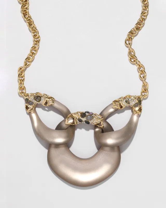 Archive Stone Encrusted Tripe Lucite Link Necklace sold by Alexis Bittar